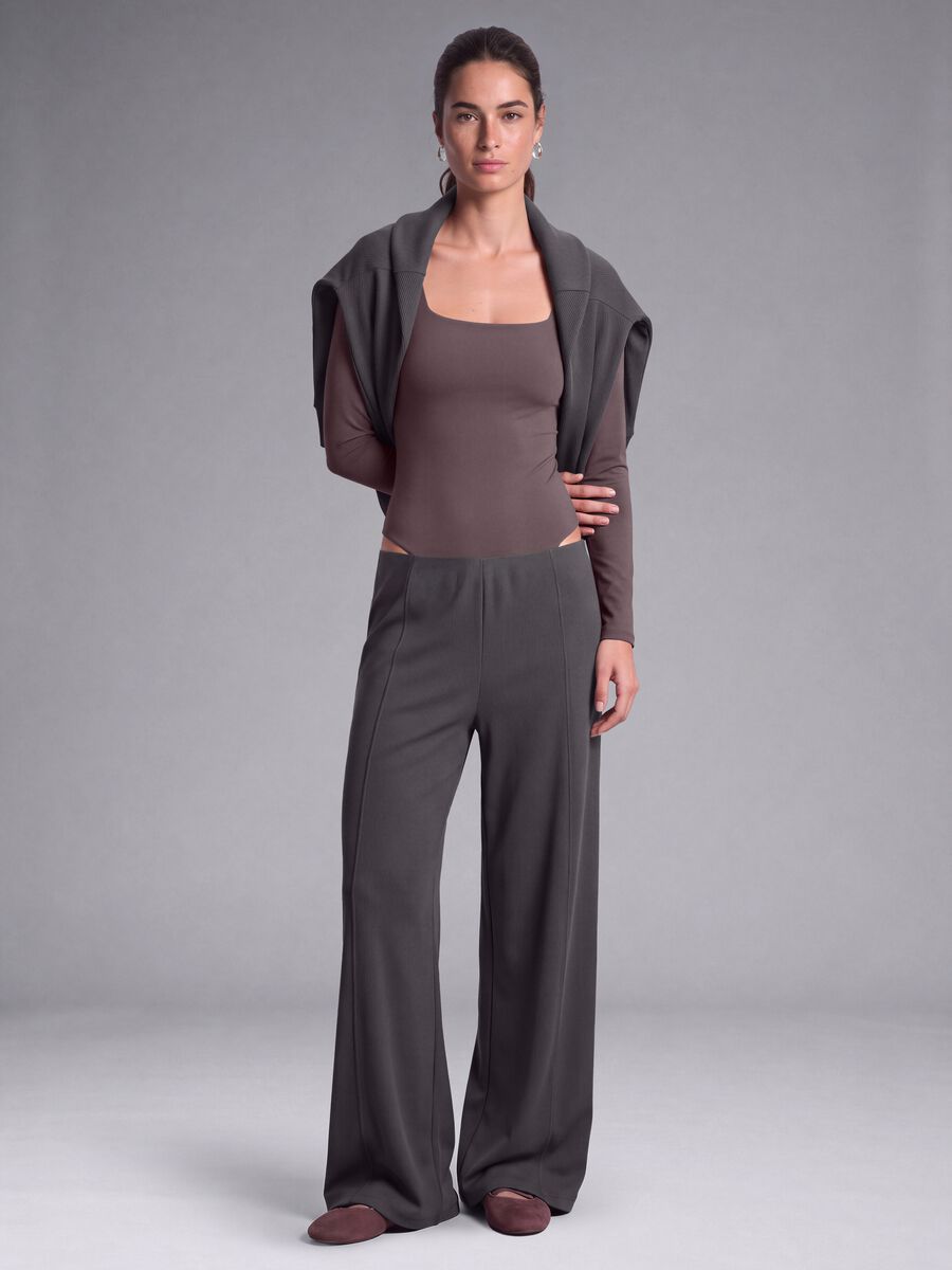Grey wide-leg stretch modal trousers ALTAVIA STUDIO_0