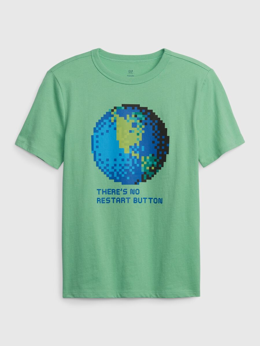 T-shirt con stampa pixel pianeta Terra_0