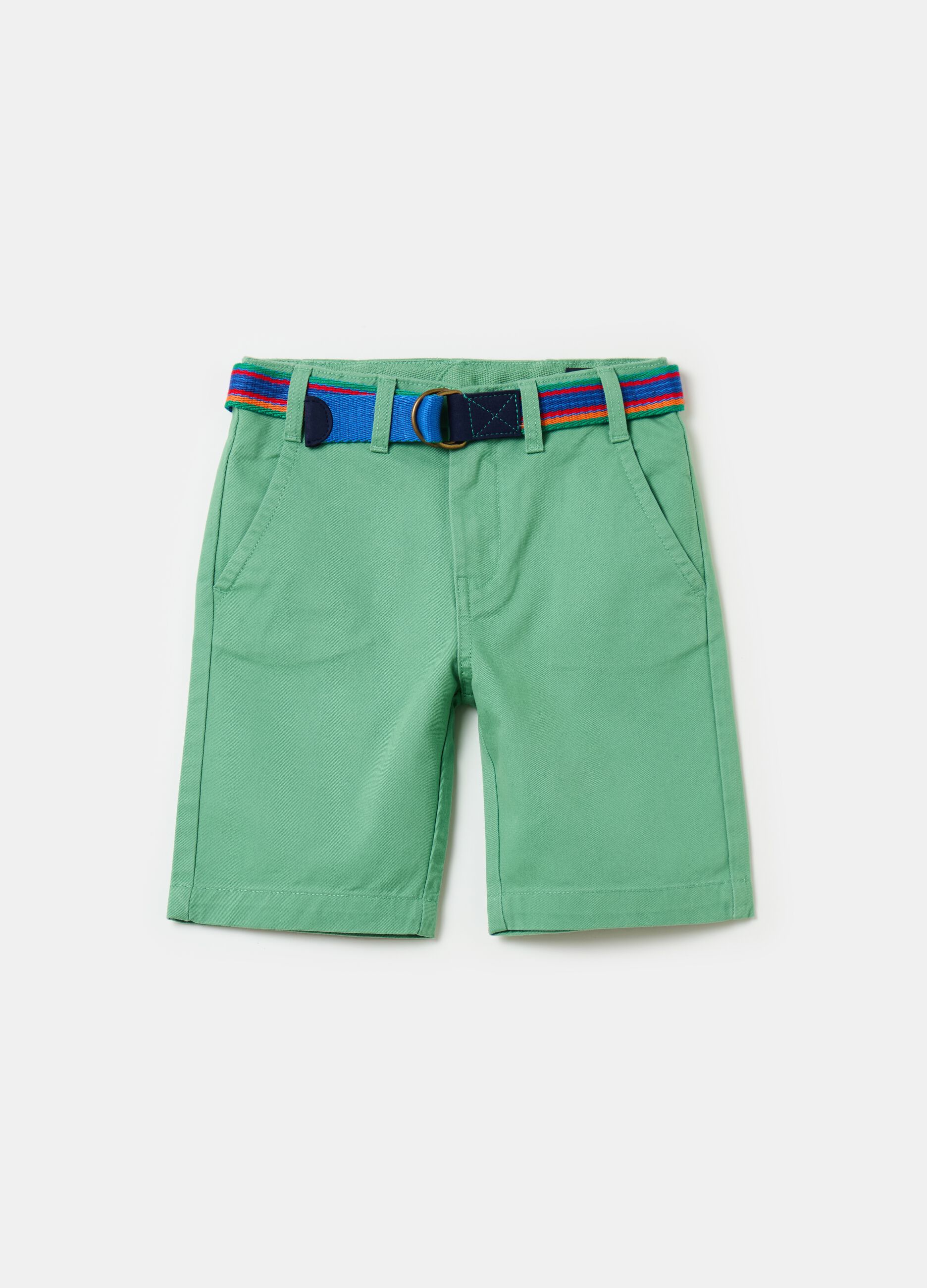 Cotton Bermuda shorts with belt