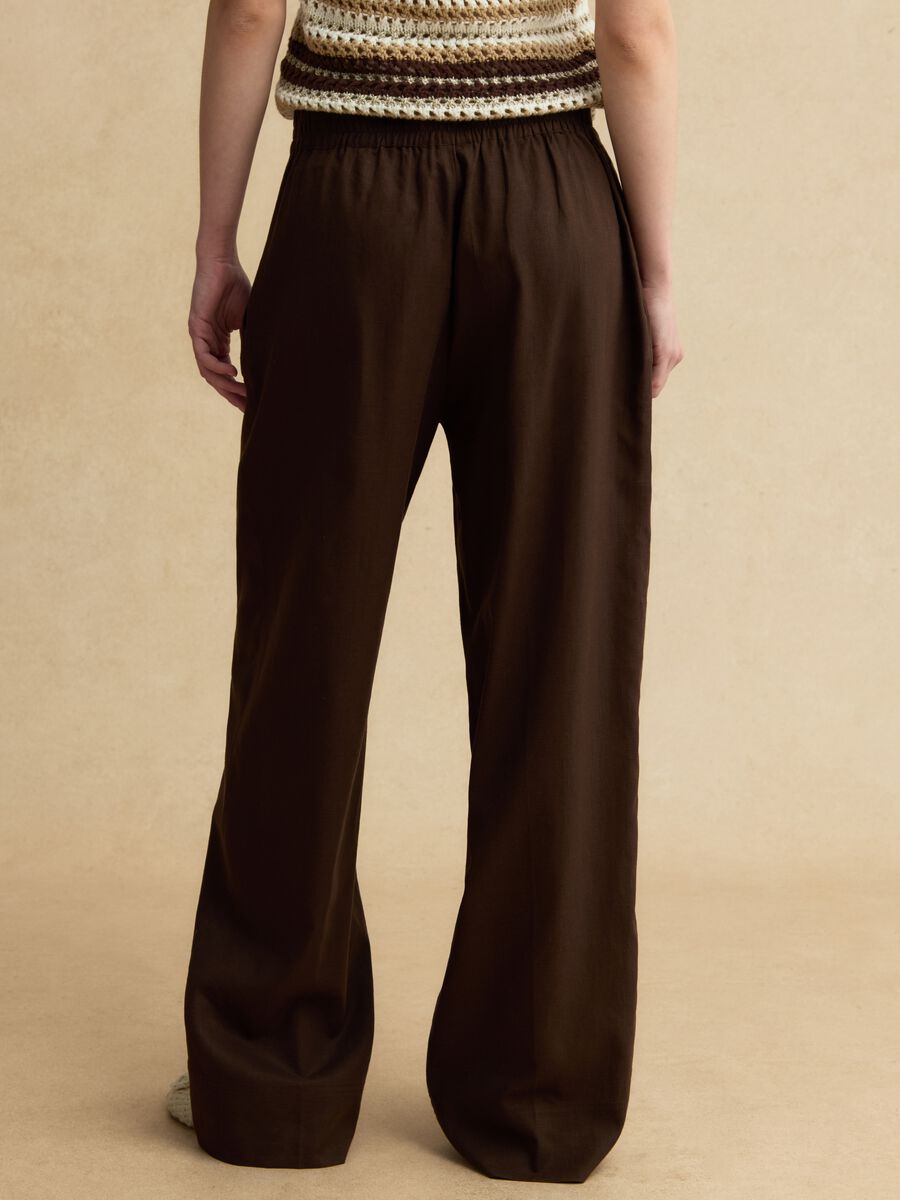 Braune Wide-Leg-Hose aus Leinenmischung_2