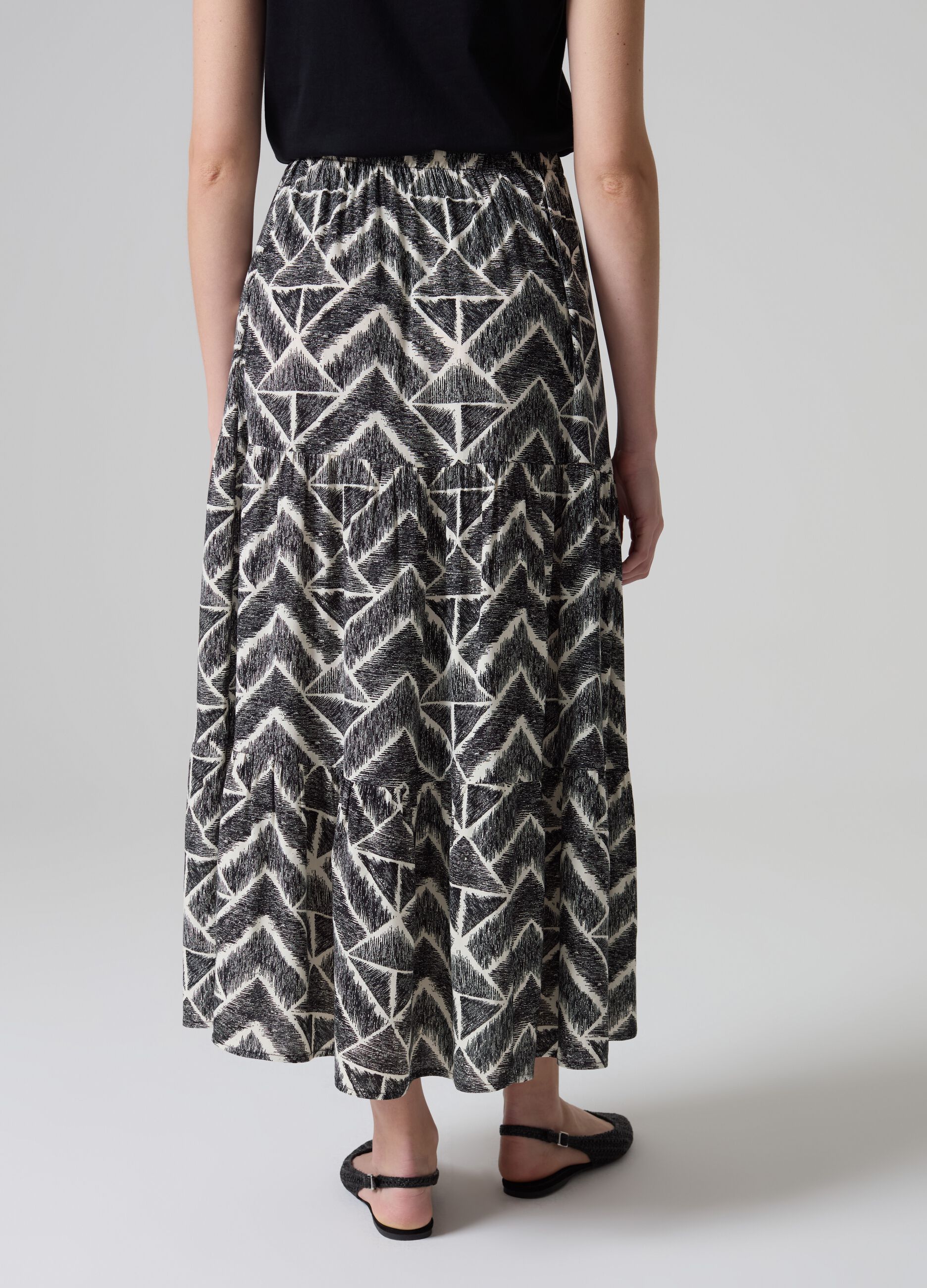 Long tiered skirt in viscose