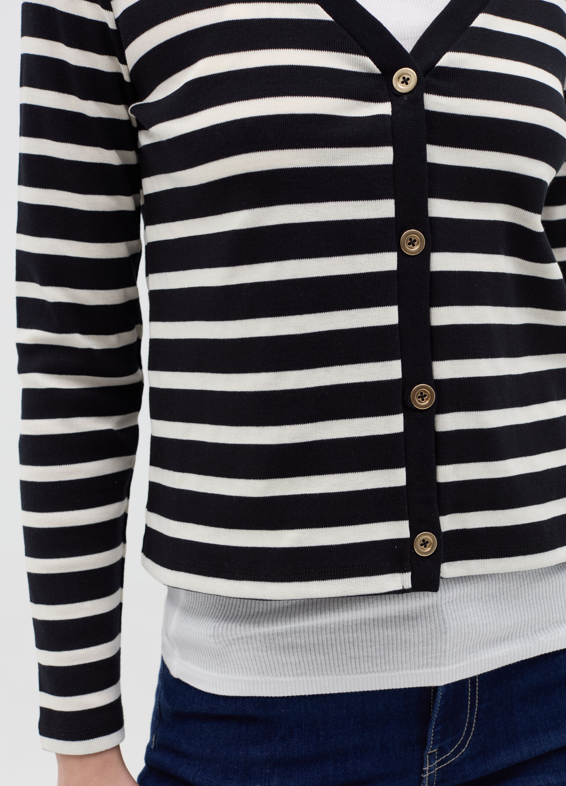 Striped cardigan with V neck