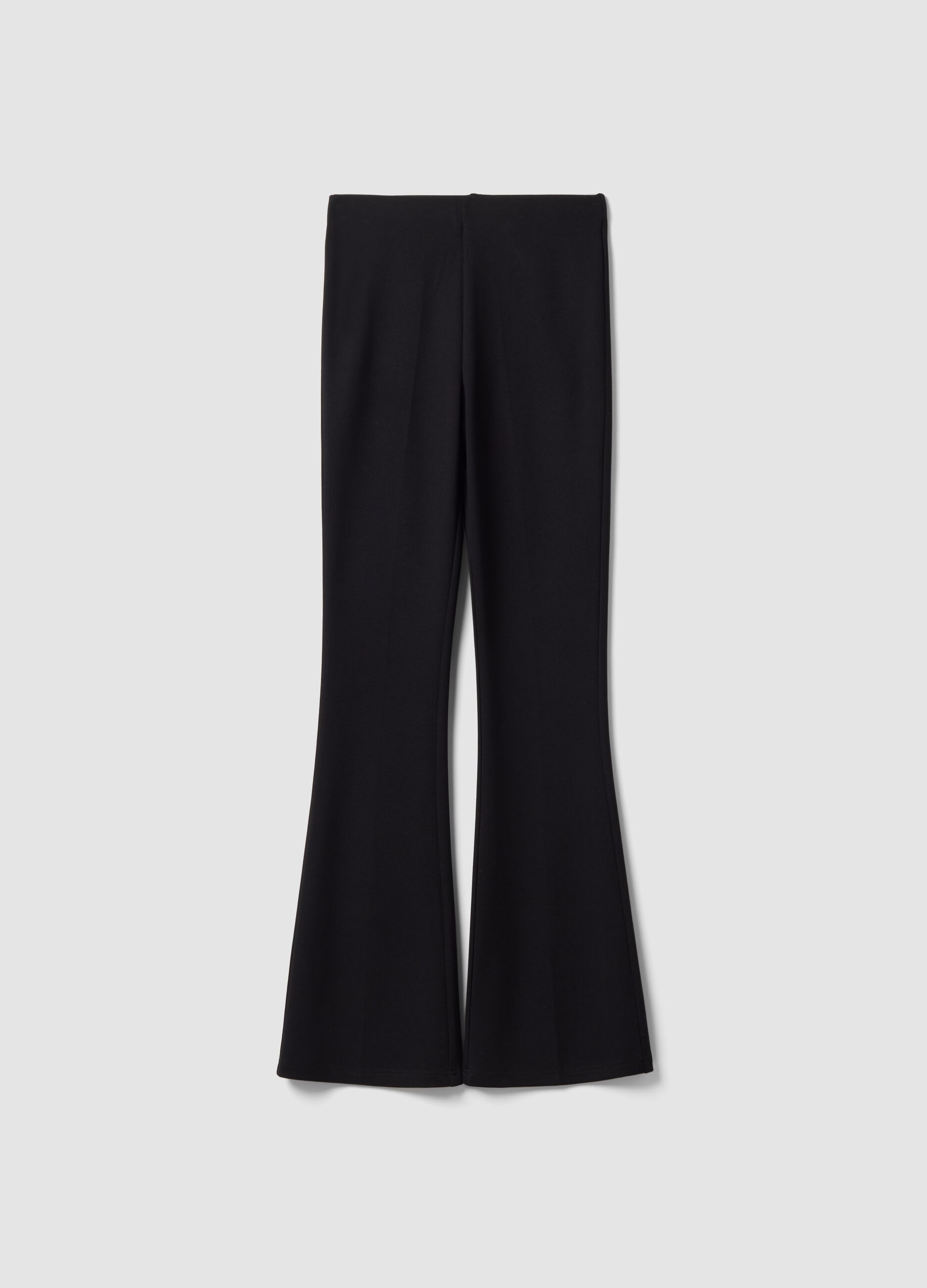Schwarze Flared-Leggings aus elastischem Viskose-Milano-Jersey