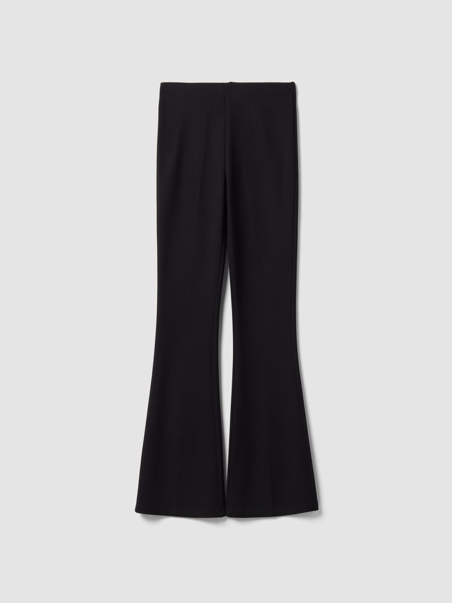 Black flared leggings in stretch viscose Milano stitch_4