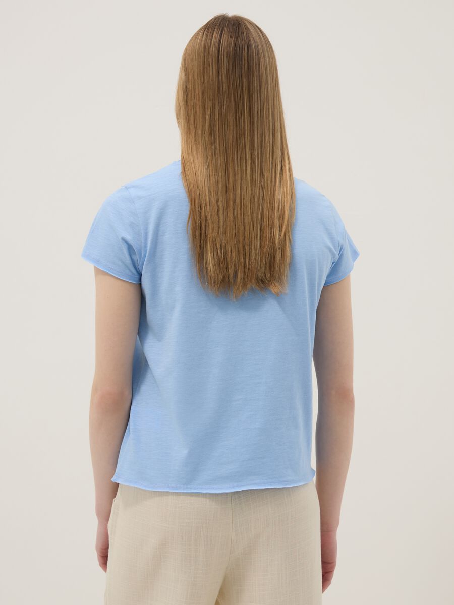 Kurzarm-T-Shirt aus reiner Baumwolle in Hellblau, Regular Fit_4