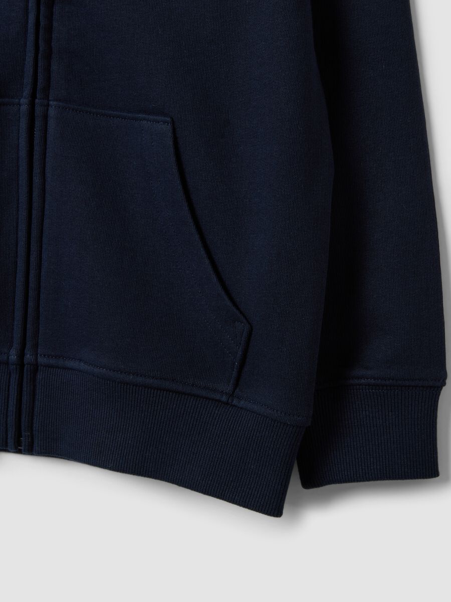 Blue hooded sweatshirt in pure organic cotton for boys, regular fit_3