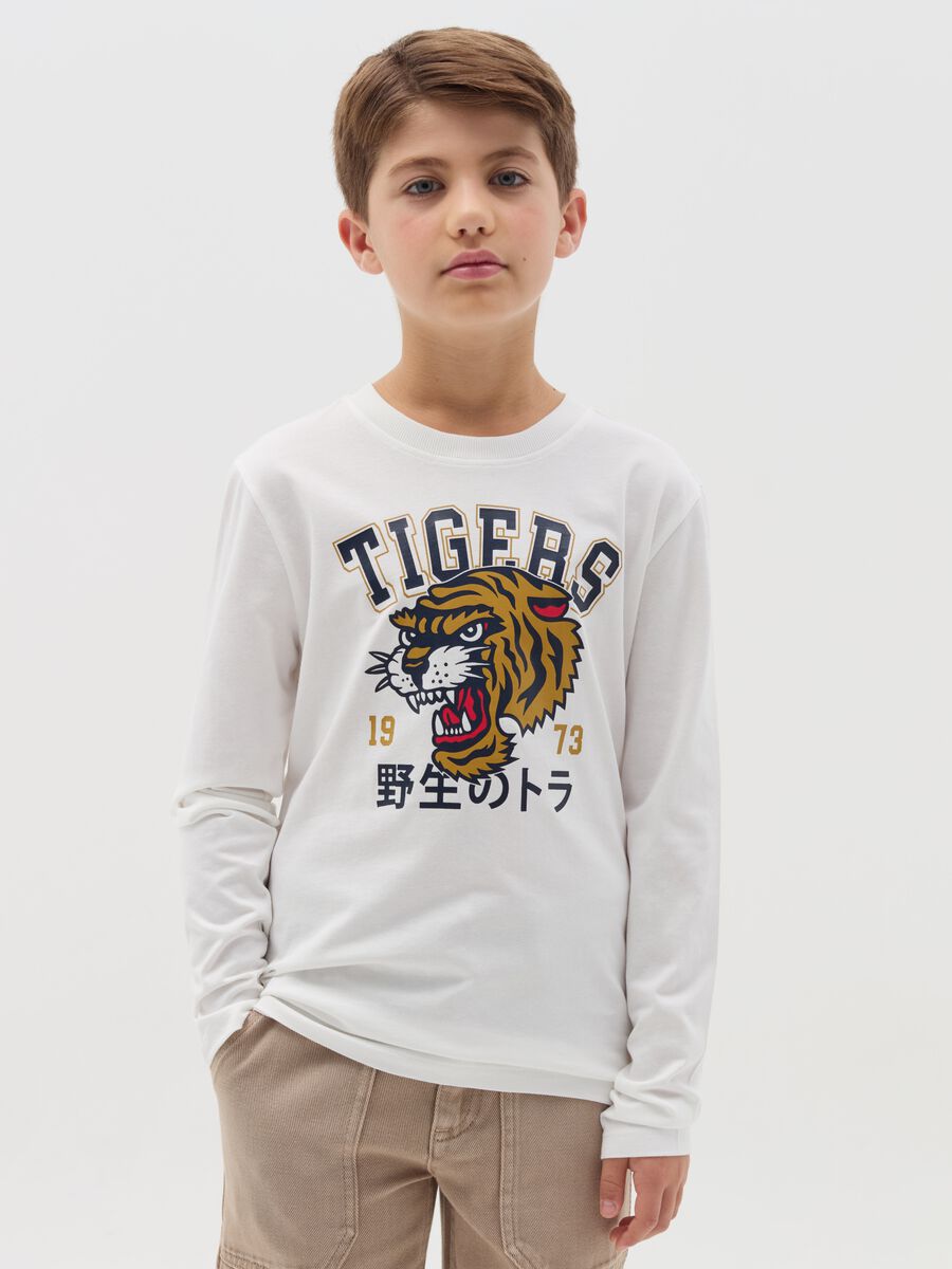 T-shirt with long sleeves and "Tigers 1973" print_0