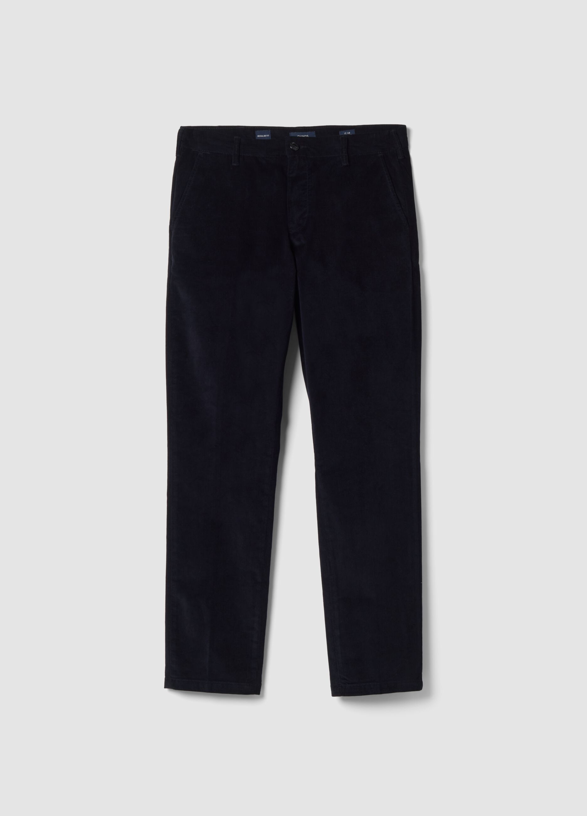 Blue regular-fit stretch cotton cord chino trousers