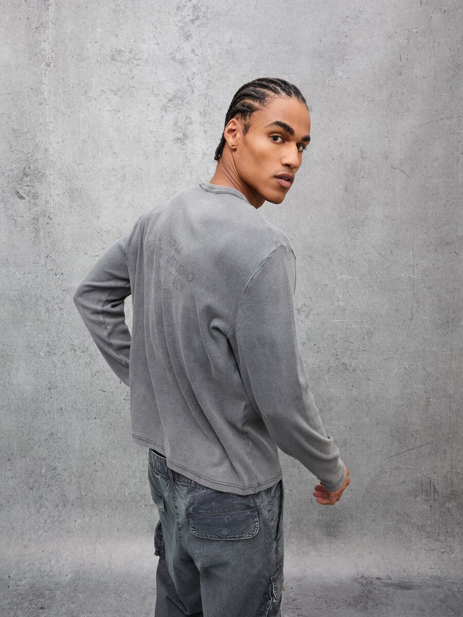 Ribbed Longsleeve T-shirt Washed Grey_3