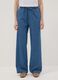 Pantaloni denim blu in puro cotone wide leg con coulisse_1