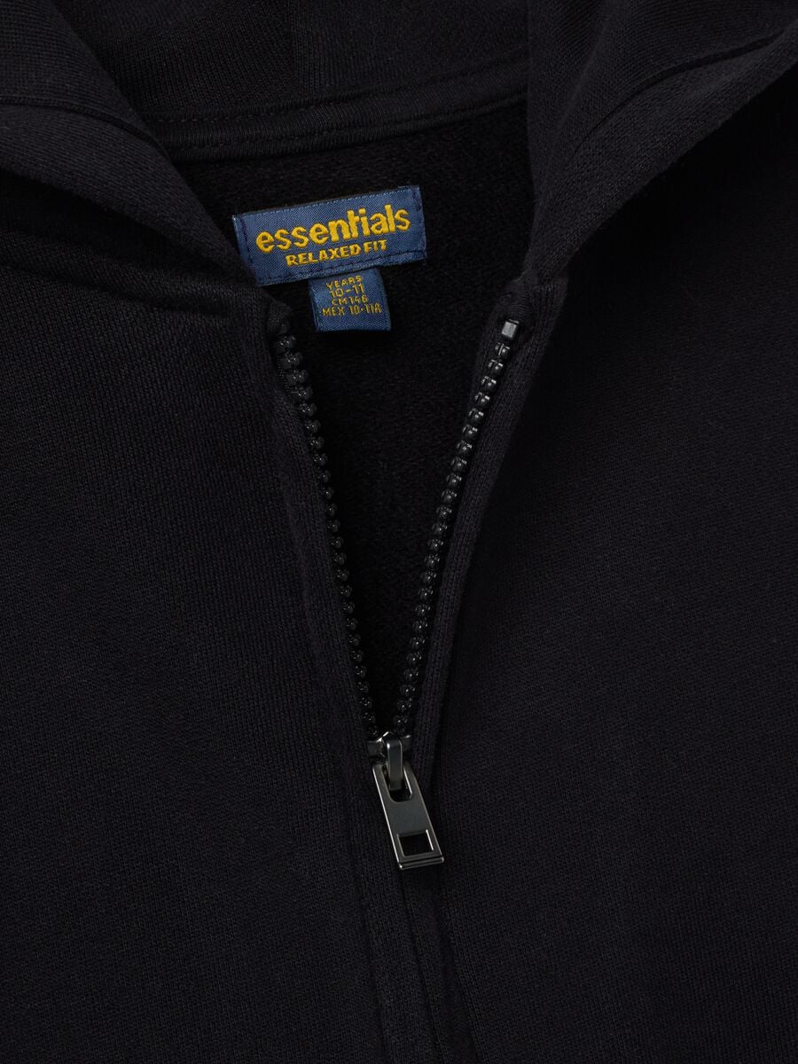 Felpa nera con cappuccio in puro cotone fleece organico relaxed fit_2