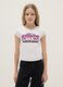 Girls' white stretch cotton slim fit t-shirt with print_0
