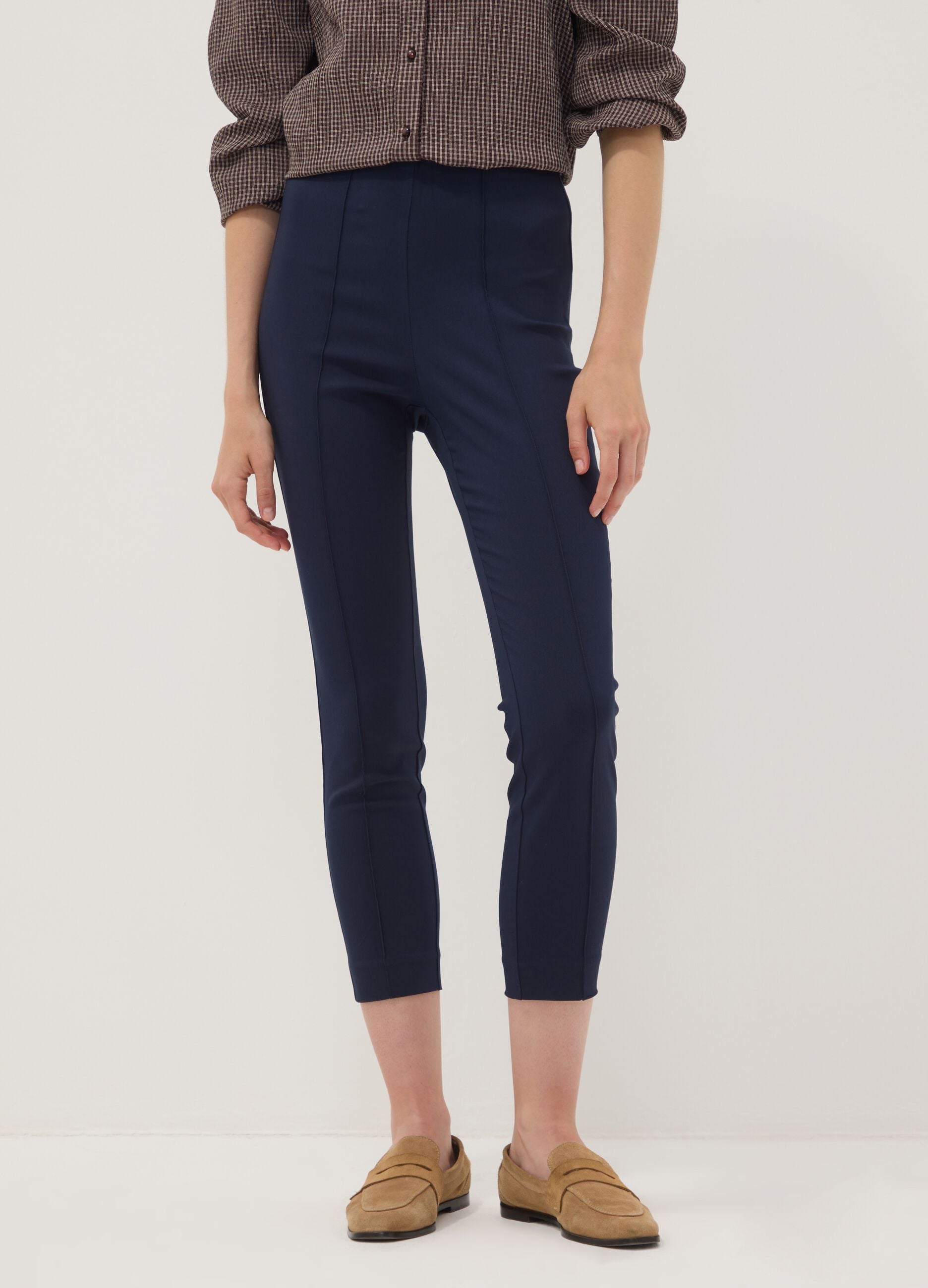 Blue slim-fit stretch viscose leggings