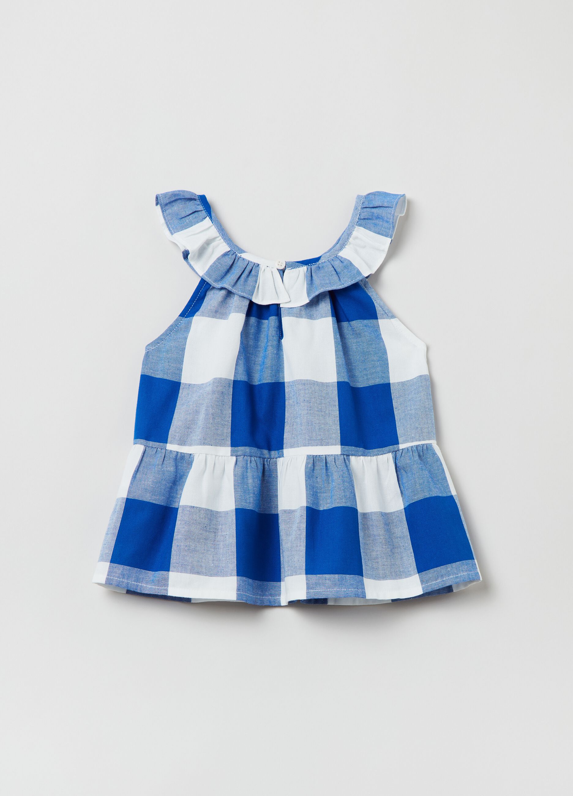 Sleeveless blouse in check cotton_1