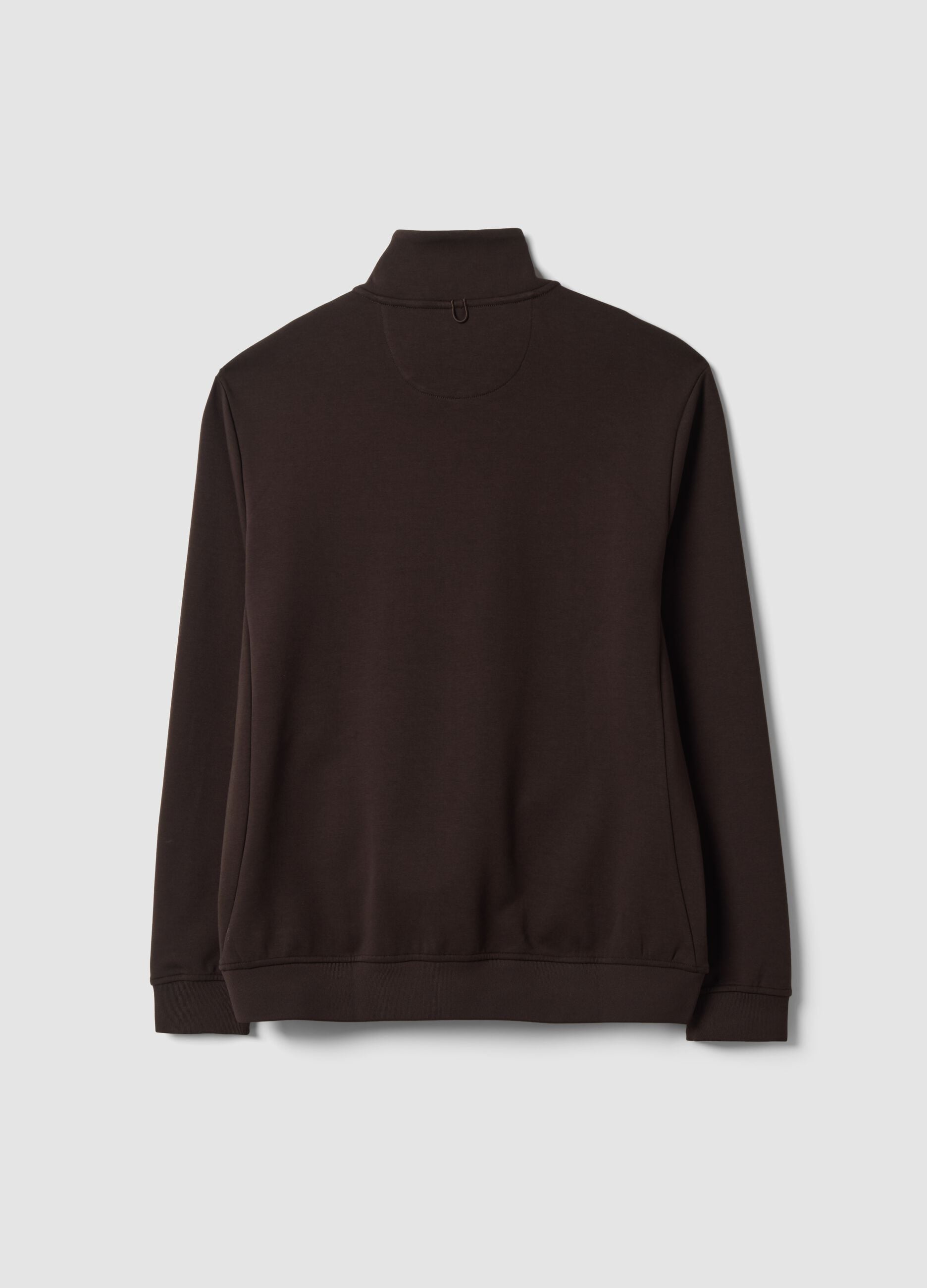 Breathable 2-Way Stretch Cotton Half-Zip in Brown