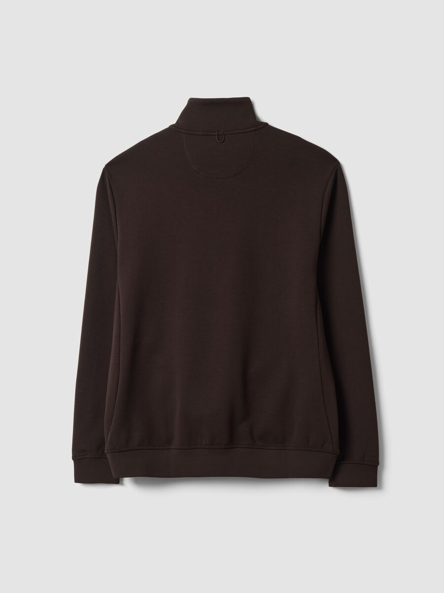 Breathable 2-Way Stretch Cotton Half-Zip in Brown_2