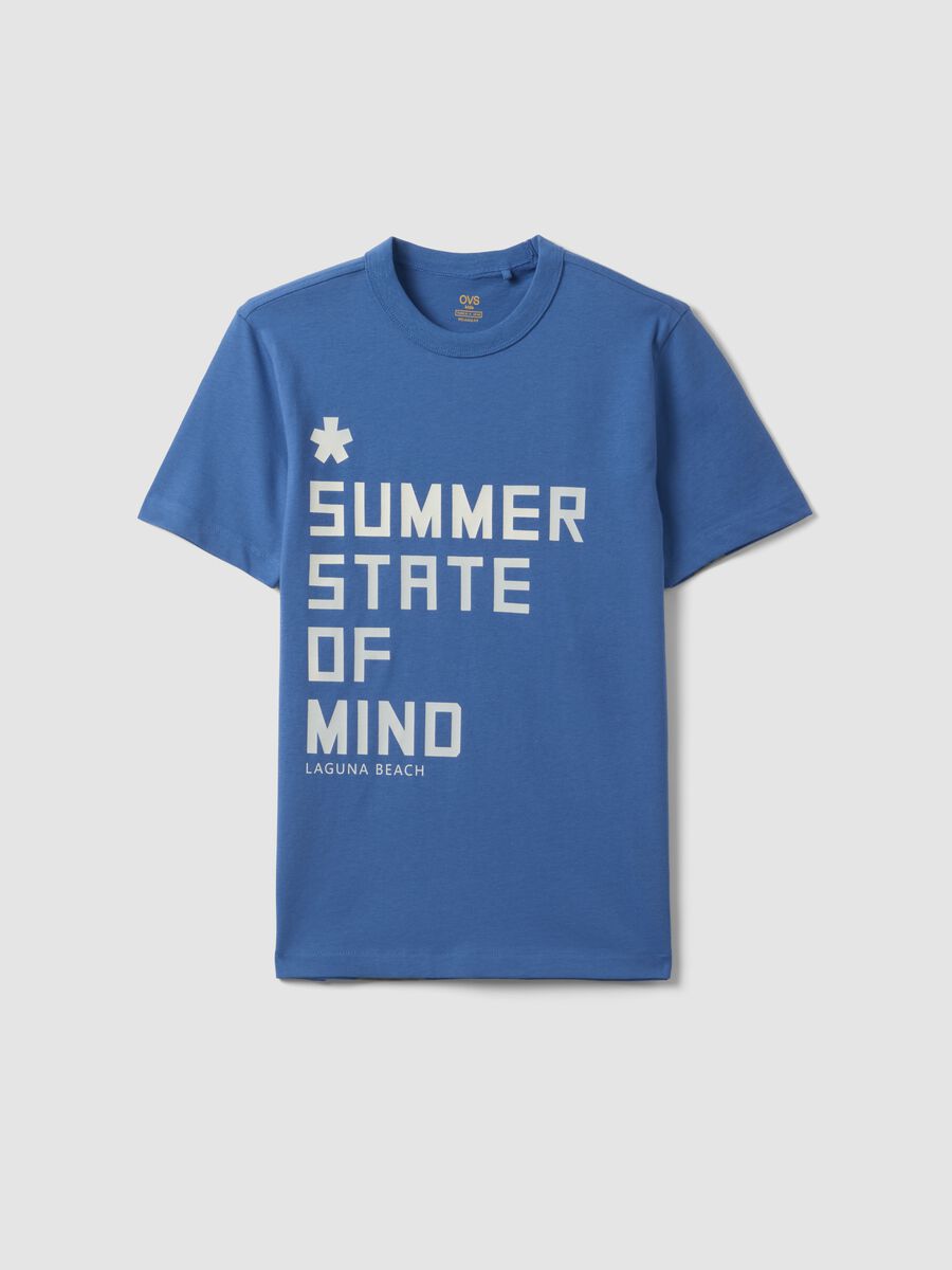 Boys' Regular Fit Blue Cotton T-Shirt with Print_3