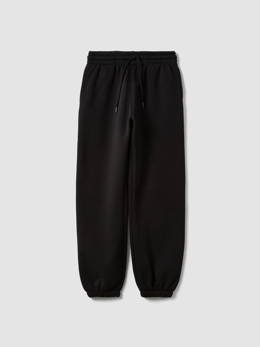 Black cotton-blend joggers with elasticated waistband, regular fit_0