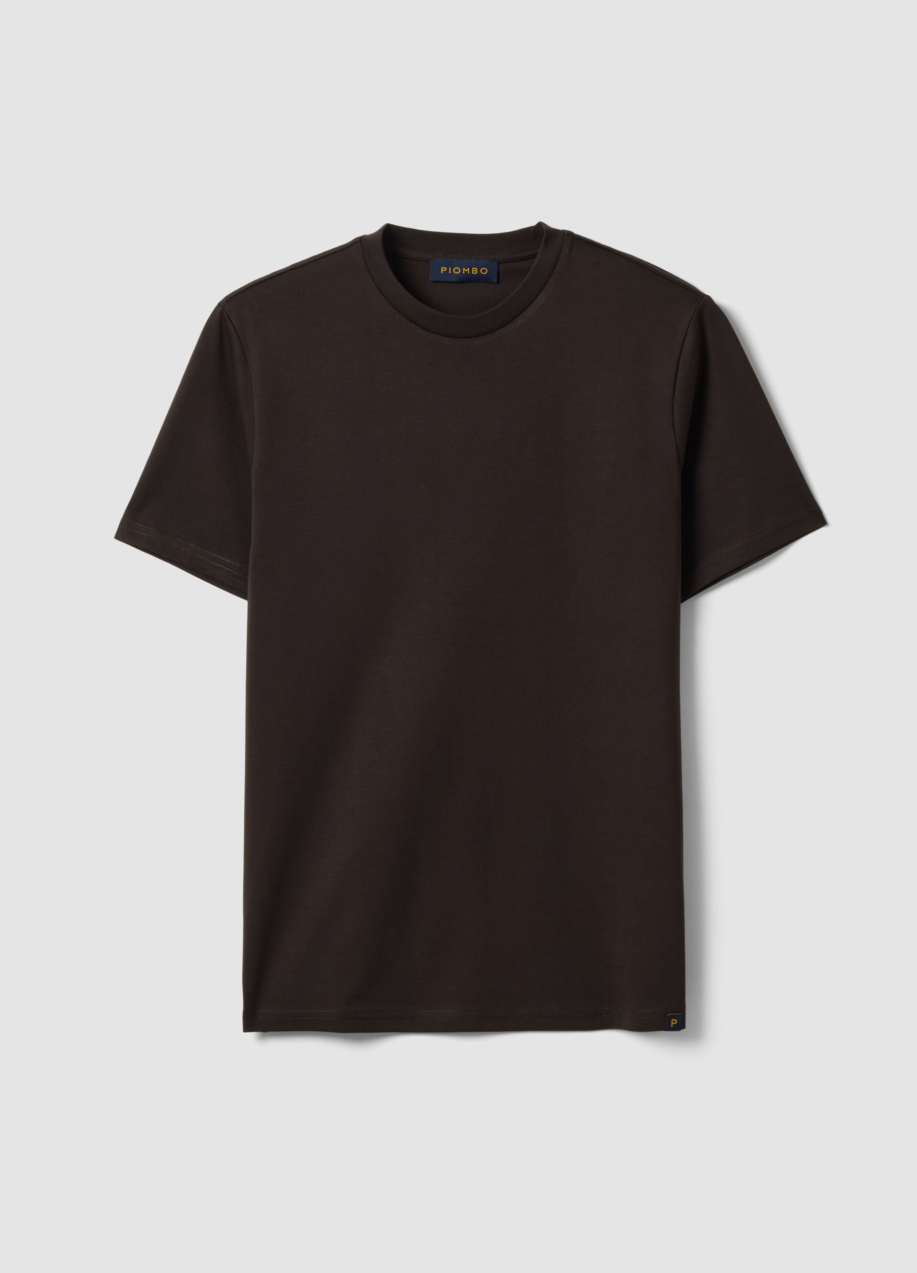 Brown crew-neck T-shirt in pure Supima cotton, regular fit