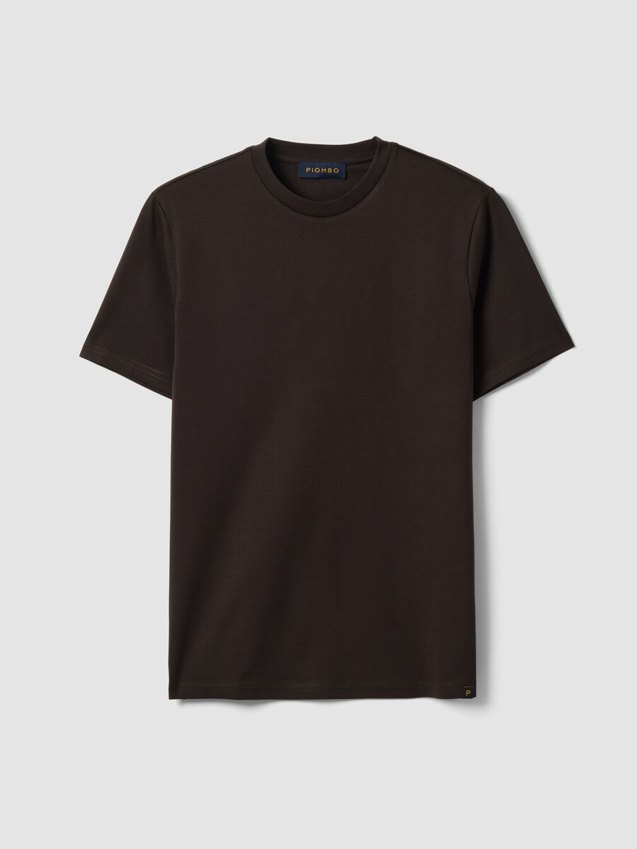 T-shirt marron &agrave; col rond en pur coton Supima, coupe regular_4