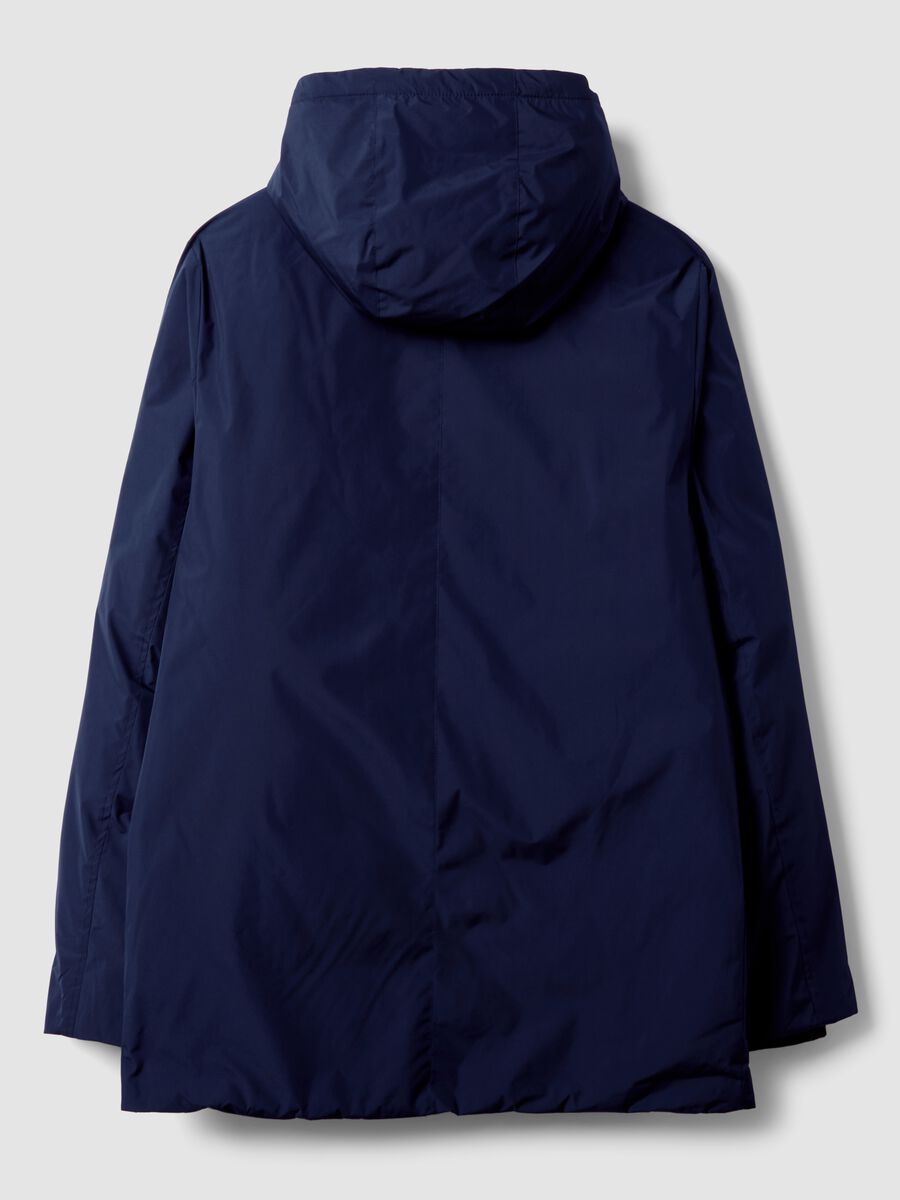 Parka imbottito lungo blu navy con cappuccio_6