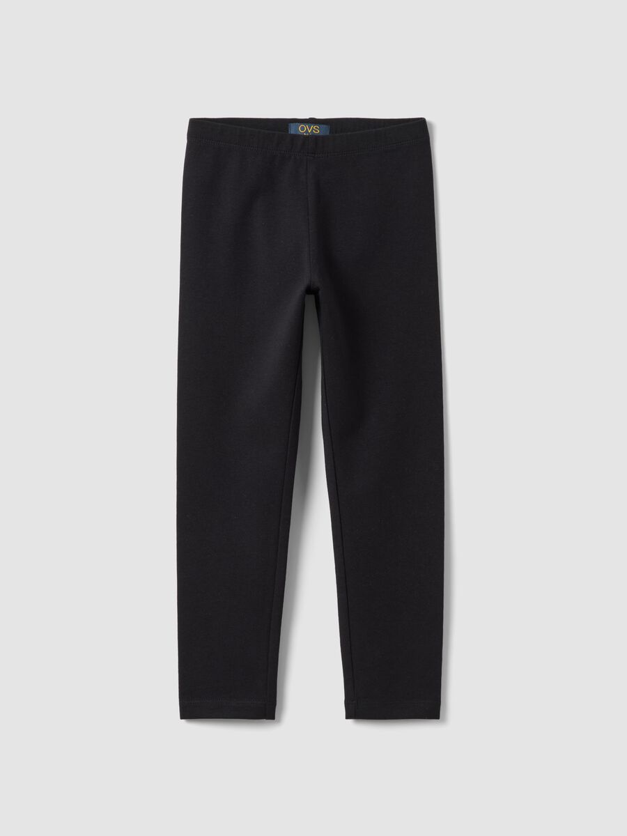 Girls&rsquo; black skinny leggings in stretch organic cotton_0