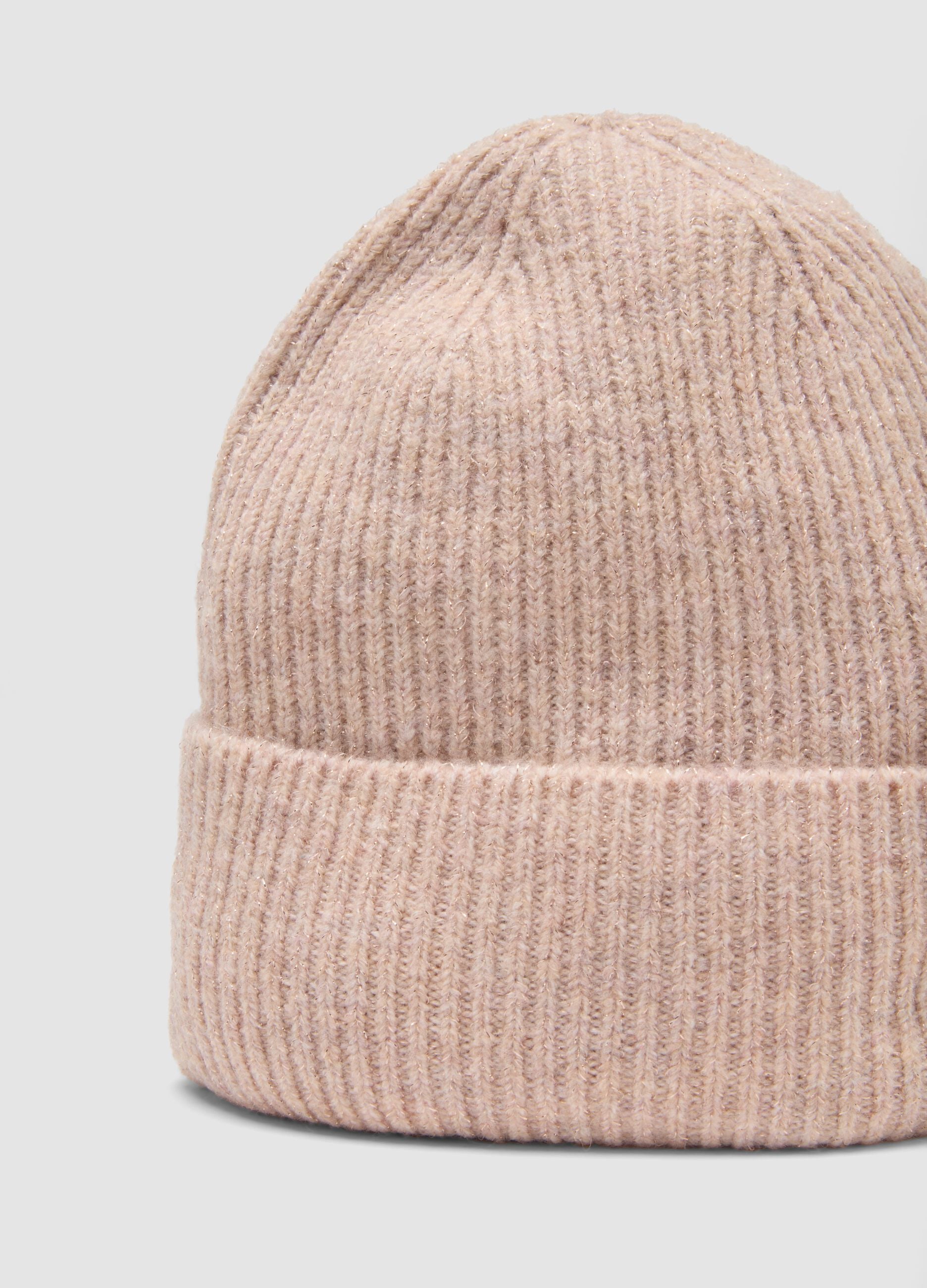 Pink ribbed stretch-wool beanie