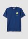 Blue pure cotton T-shirt with chest pocket_0
