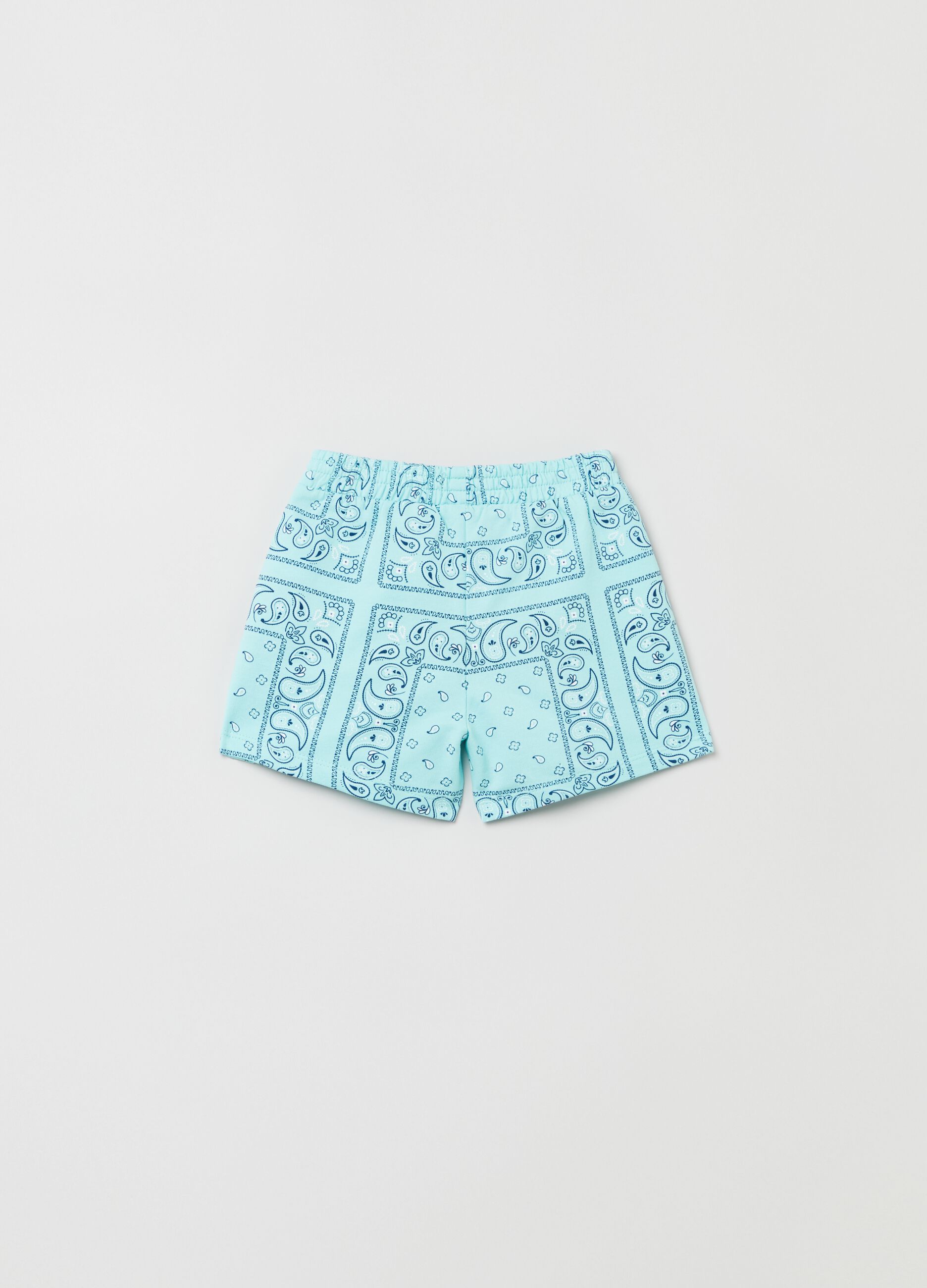 Cotton shorts with cashmere print