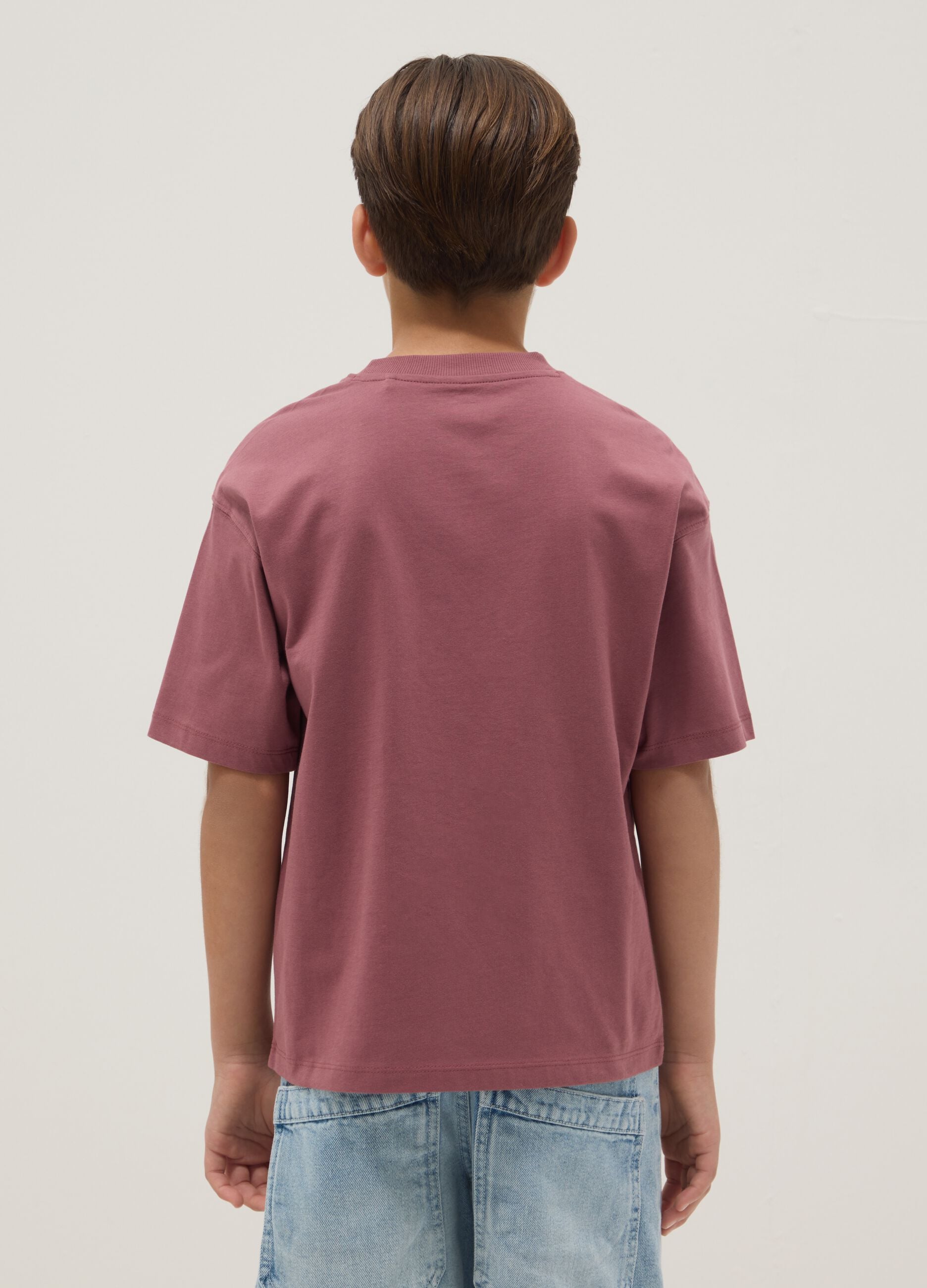 Purple short-sleeve pure cotton T-shirt