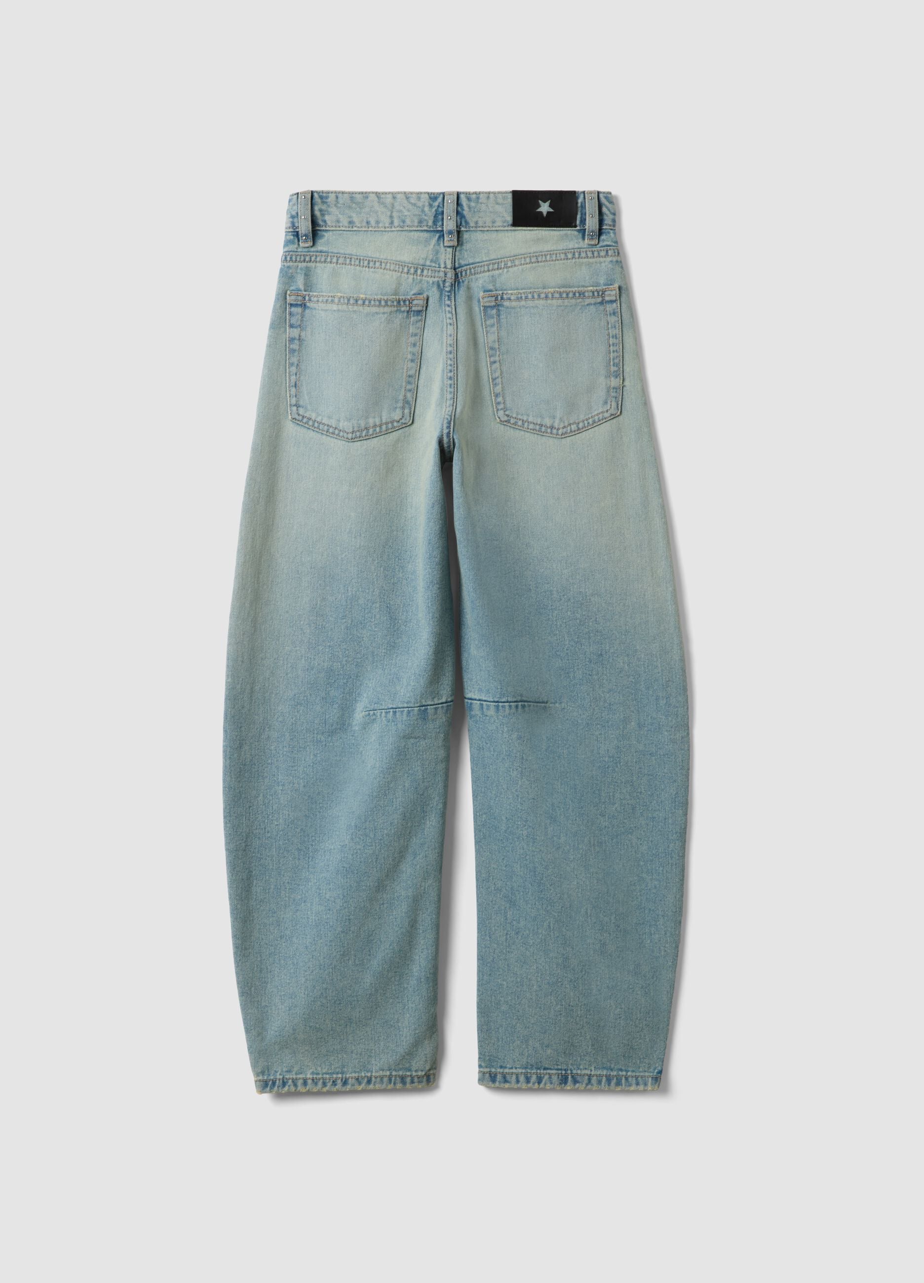 Light blue pure cotton balloon jeans