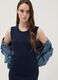 Blaues Midi-Kleid aus geripptem Stretch-Baumwollstoff_2