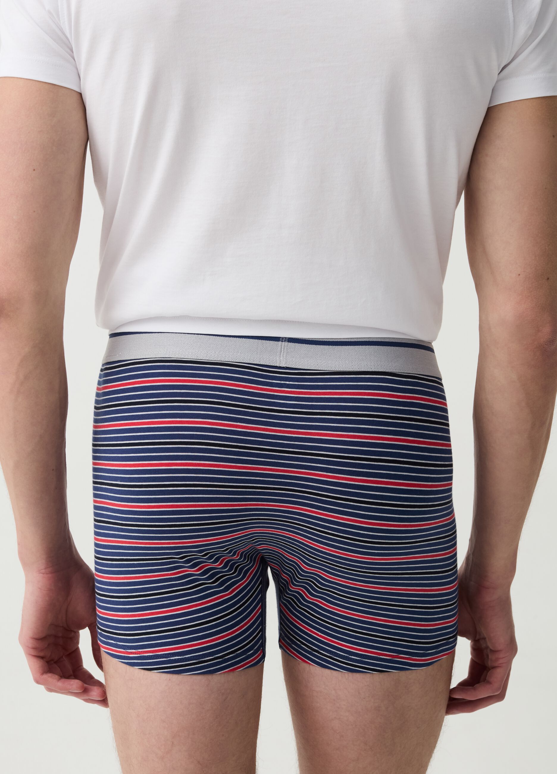 Three-pack boxer shorts with striped patterned edging