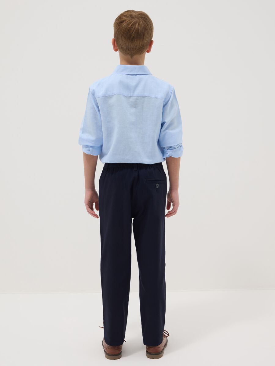 Boys' Stretch Cotton Blue Chino Trousers Regular Fit_2