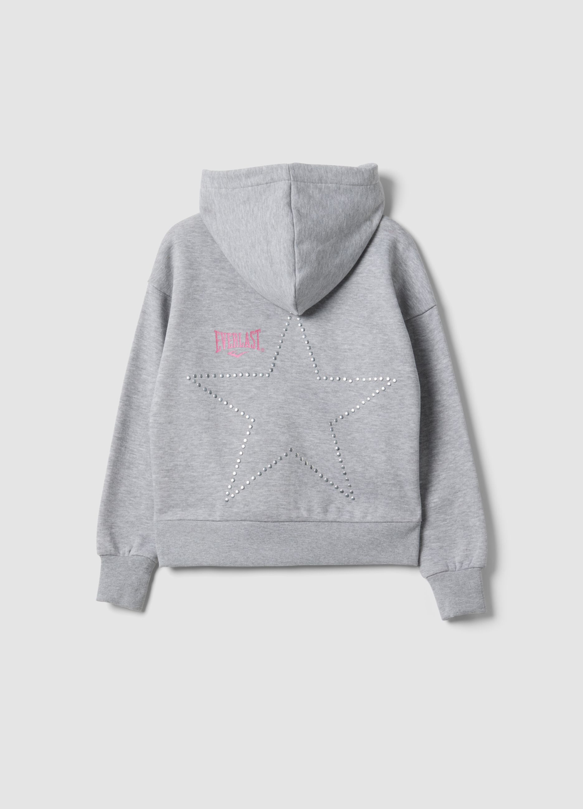 Grey cotton-blend hoodie for girls, regular fit