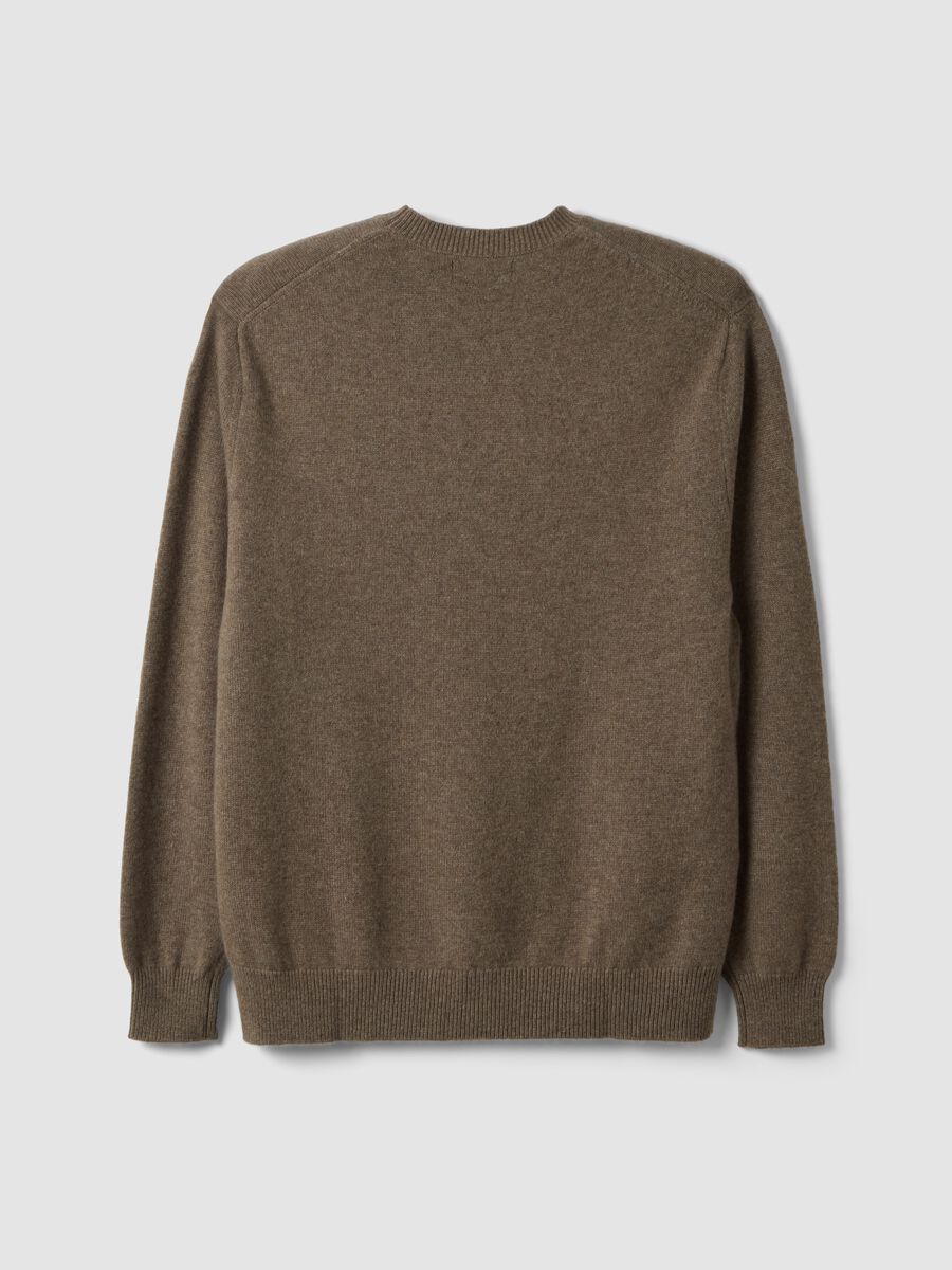 Maglia marrone in puro cashmere a girocollo regular fit_2