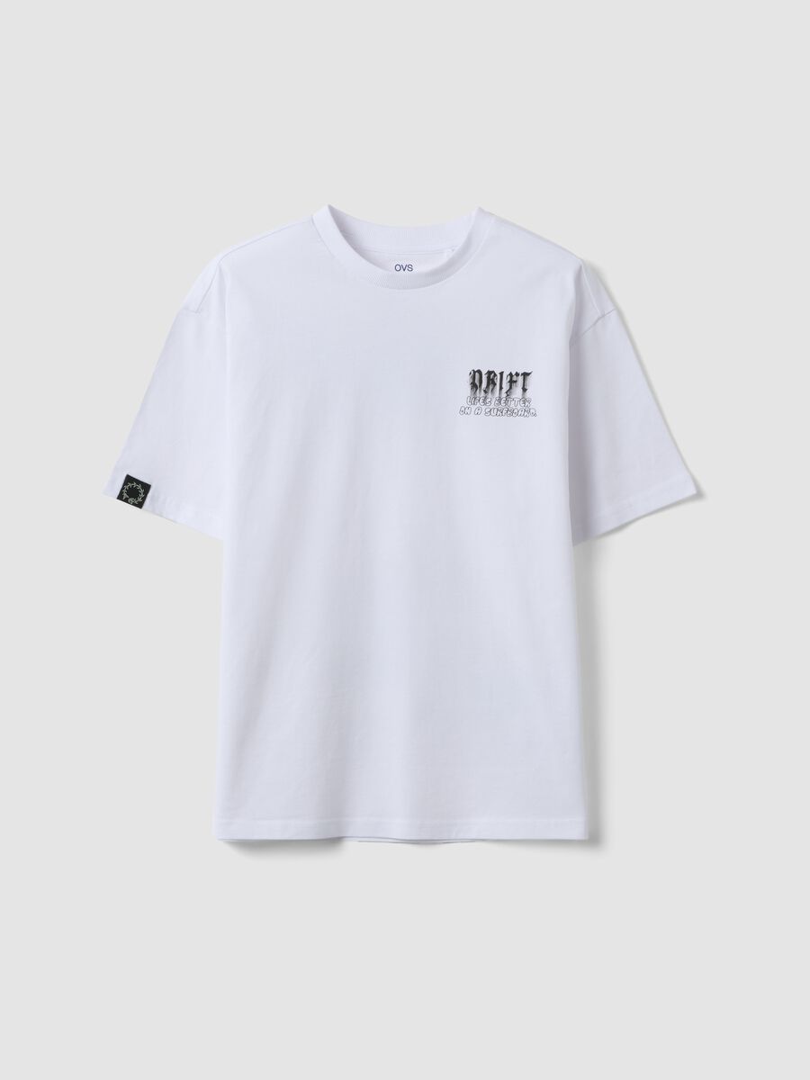 White short-sleeve pure cotton oversized-fit boys&rsquo; T-shirt_0