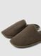 Brown slip-on house slippers with checked lining_1