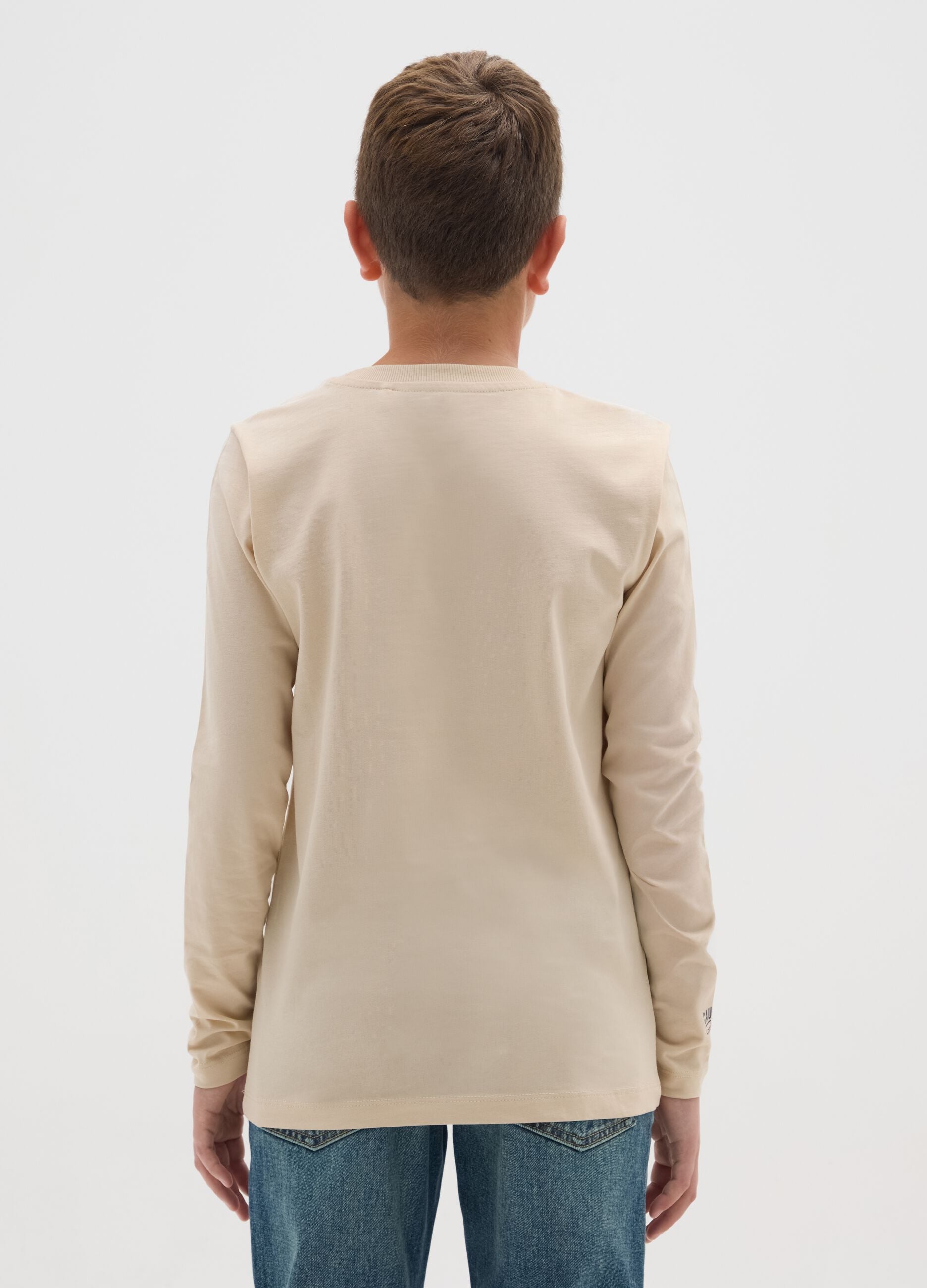 Boys' beige cotton t-shirt in regular fit