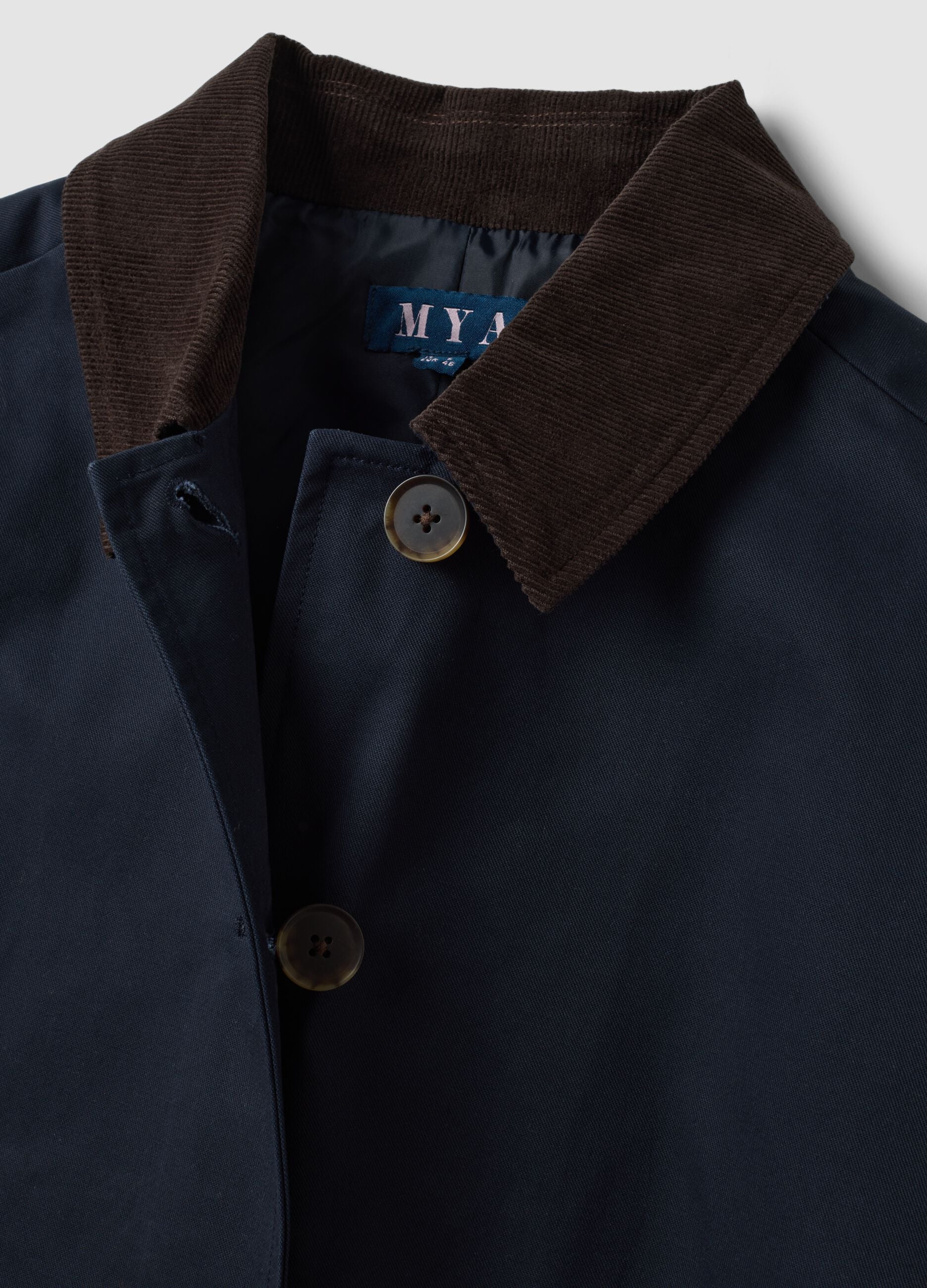 Blue pure cotton jacket with contrasting collar, regular fit