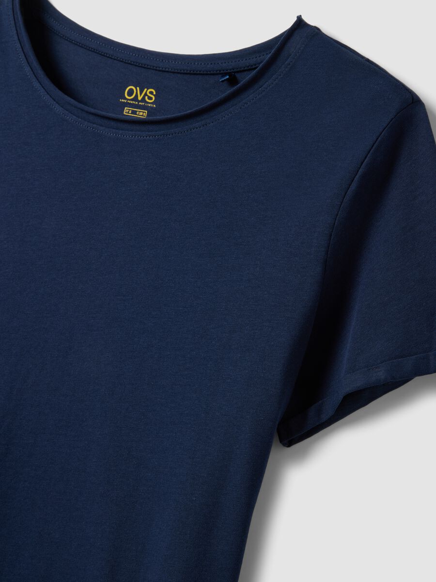 Blue Regular Fit Pure Cotton Short Sleeve T-Shirt_5