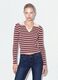 Multicolour striped viscose-blend fitted polo-collar knit top_1