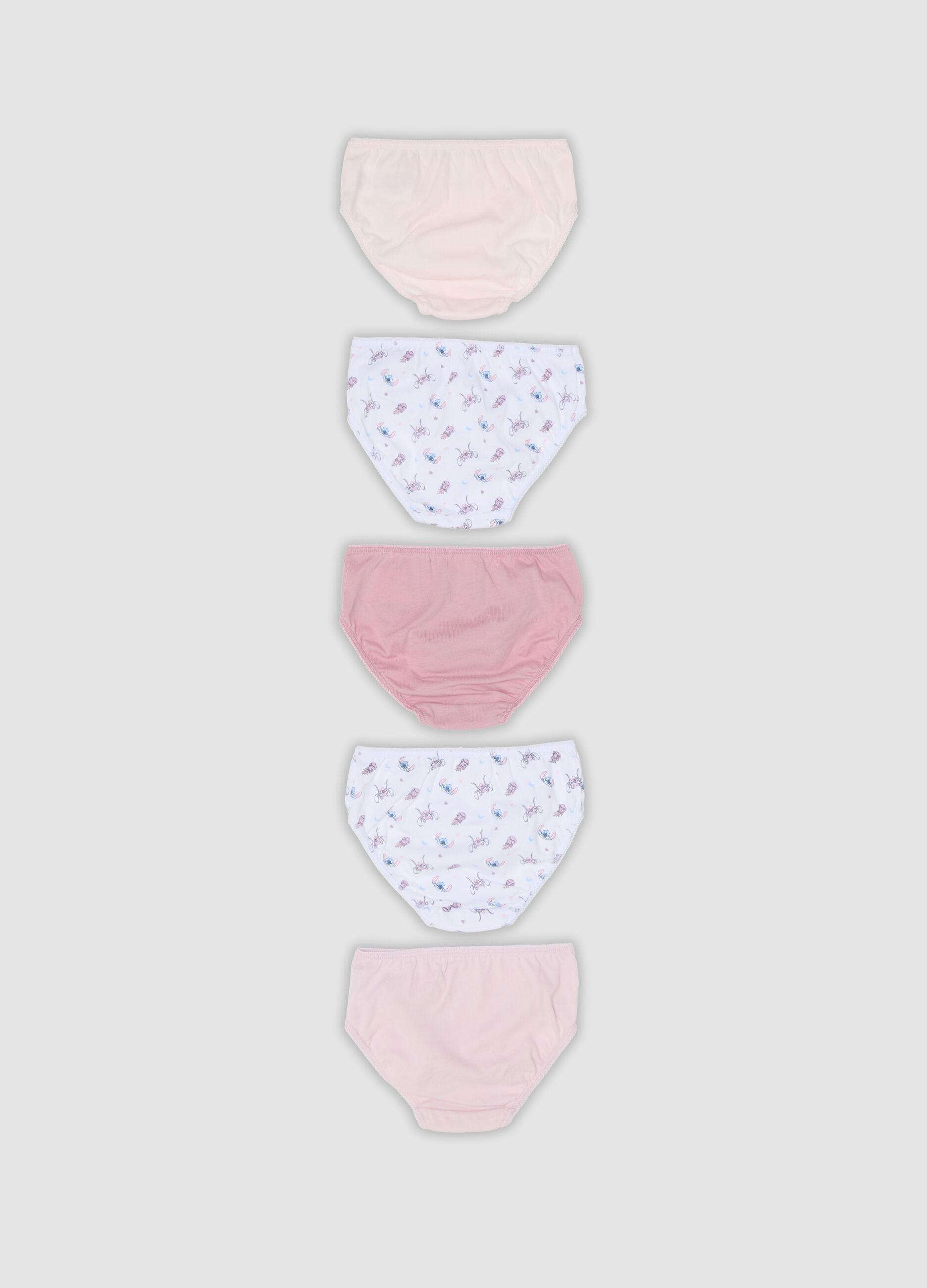 Pack of five pure organic cotton briefs with Lilo & Stitch prints for girls