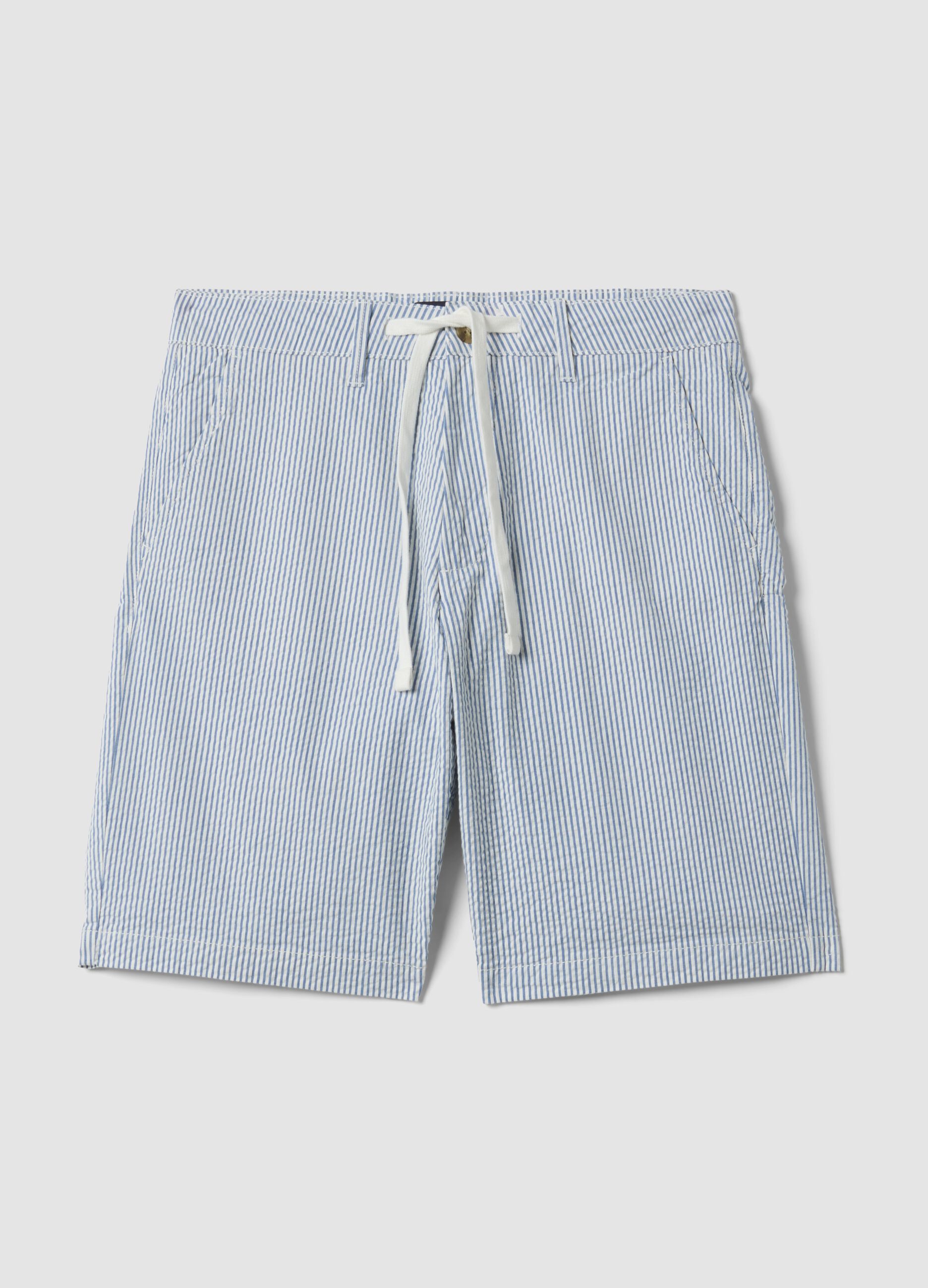 Multicolour striped regular-fit stretch cotton shorts
