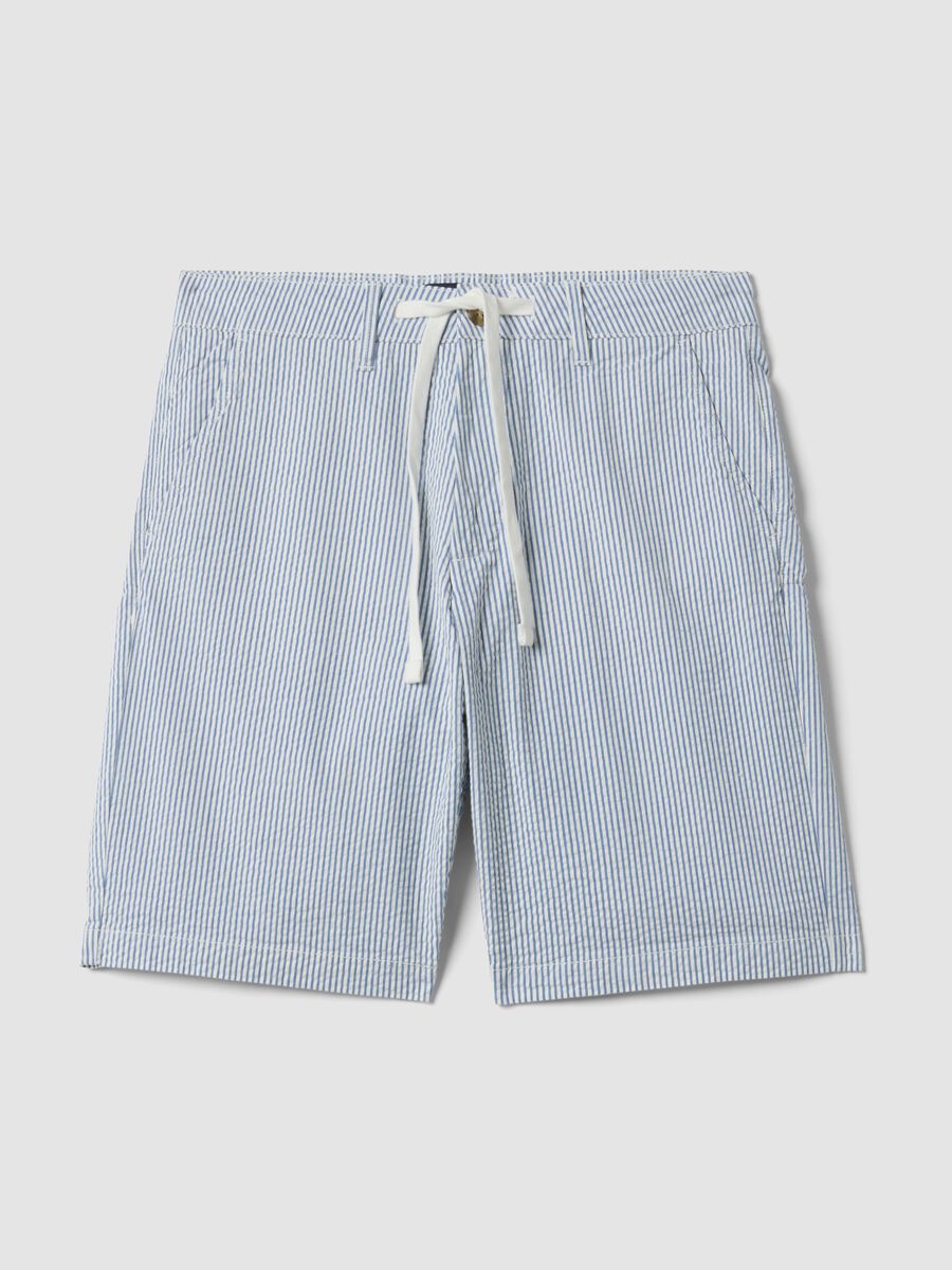 Multicolour striped regular-fit stretch cotton shorts_0