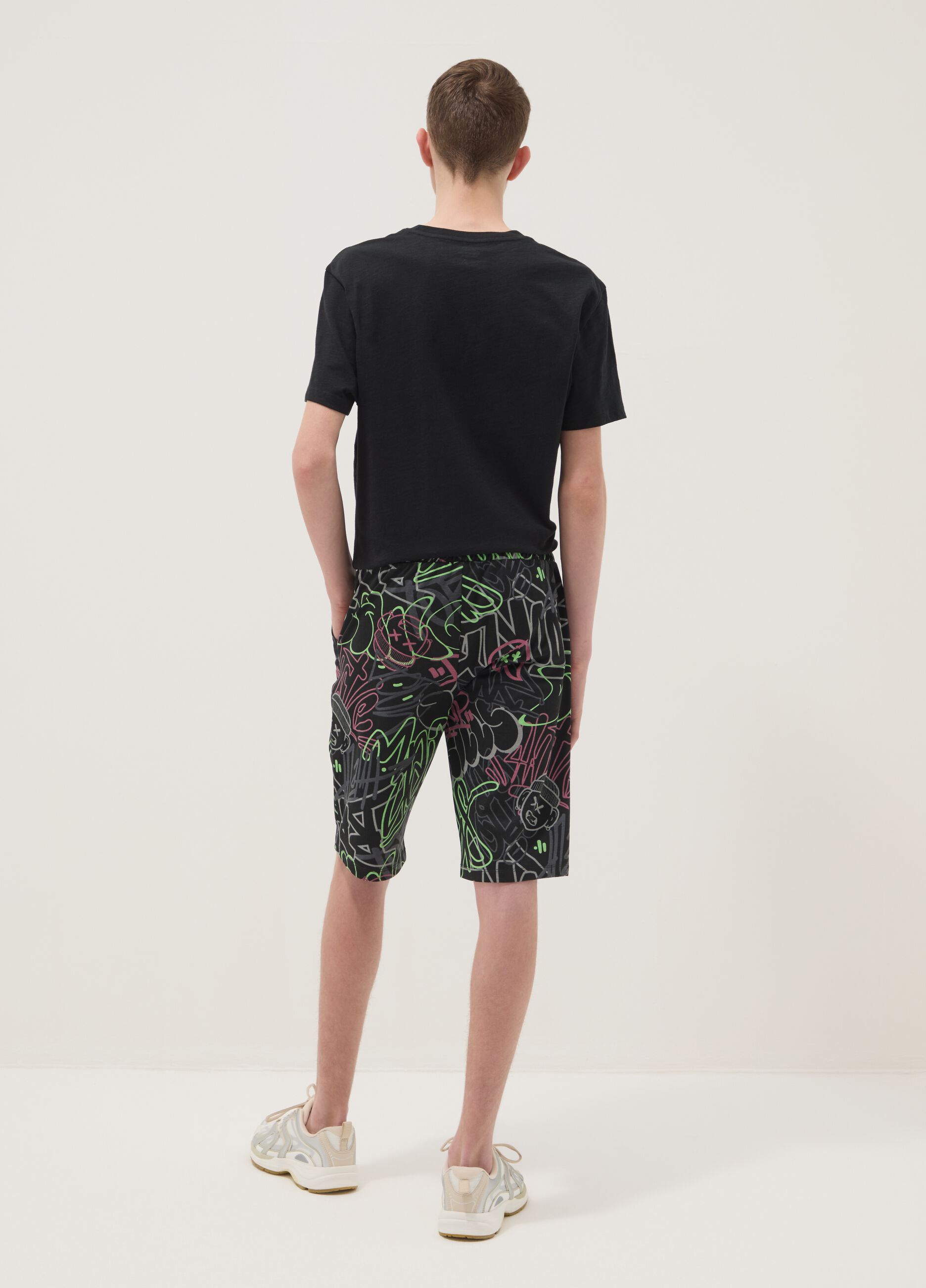 Short en pur coton multicolore pour gar&ccedil;on, coupe classique