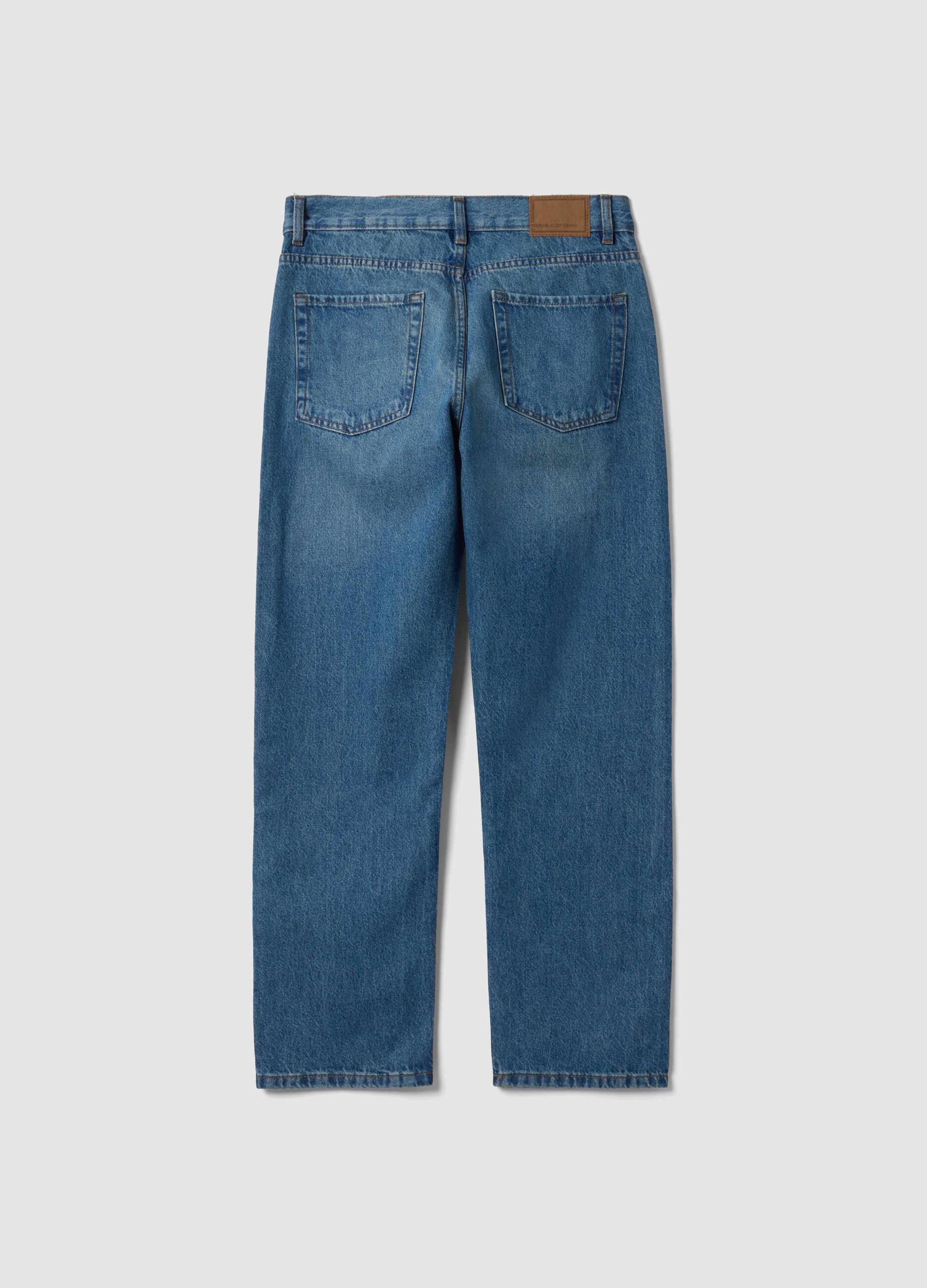 Hellblaue Straight-Fit-Jeans aus Denim aus reiner Baumwolle