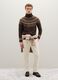 Regular fit brown turtleneck jumper with jacquard pattern_1