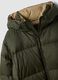 Green puffer jacket with recycled down filling, hood and zip, regular fit_2