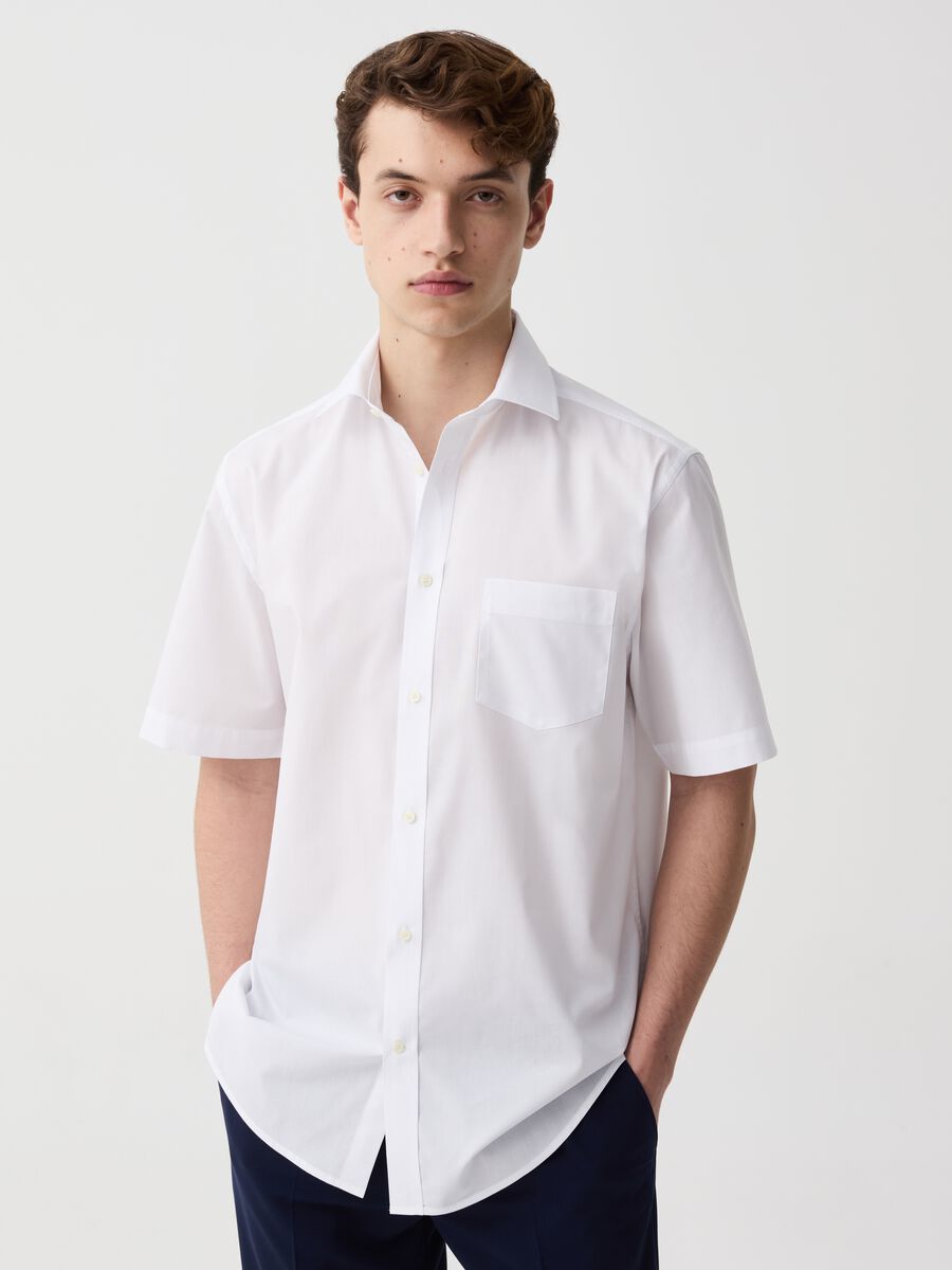 Short-sleeved regular-fit shirt with pocket_0